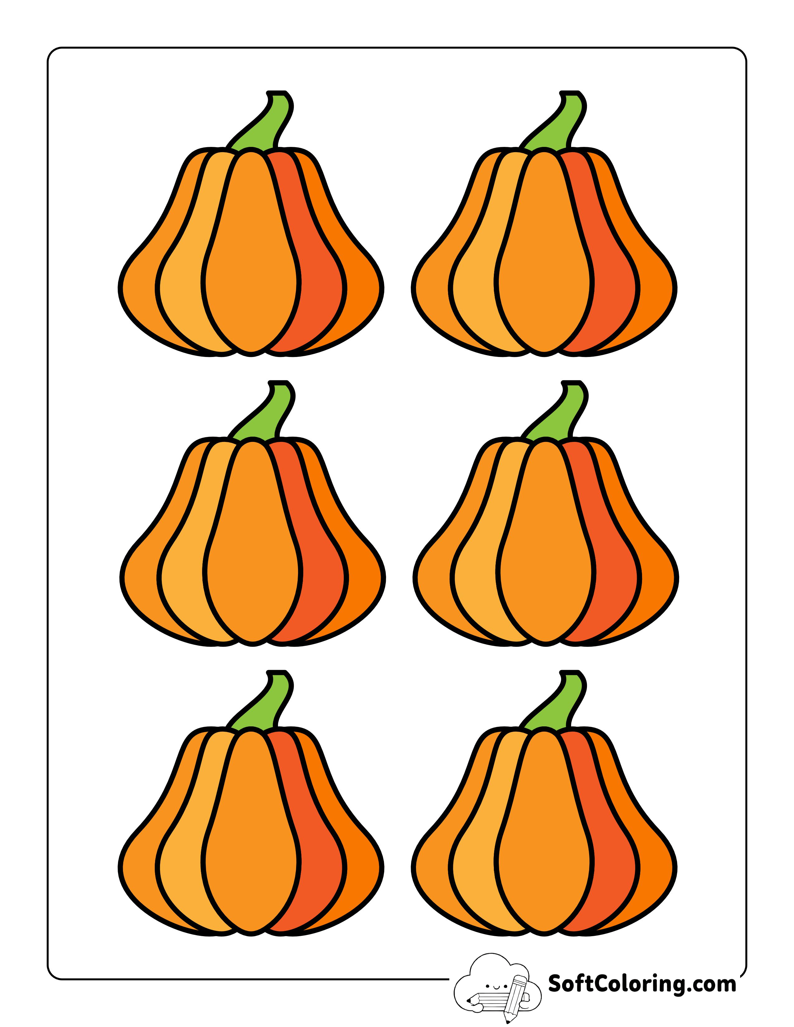 Colored Wide Printable Pumpkins - Xs