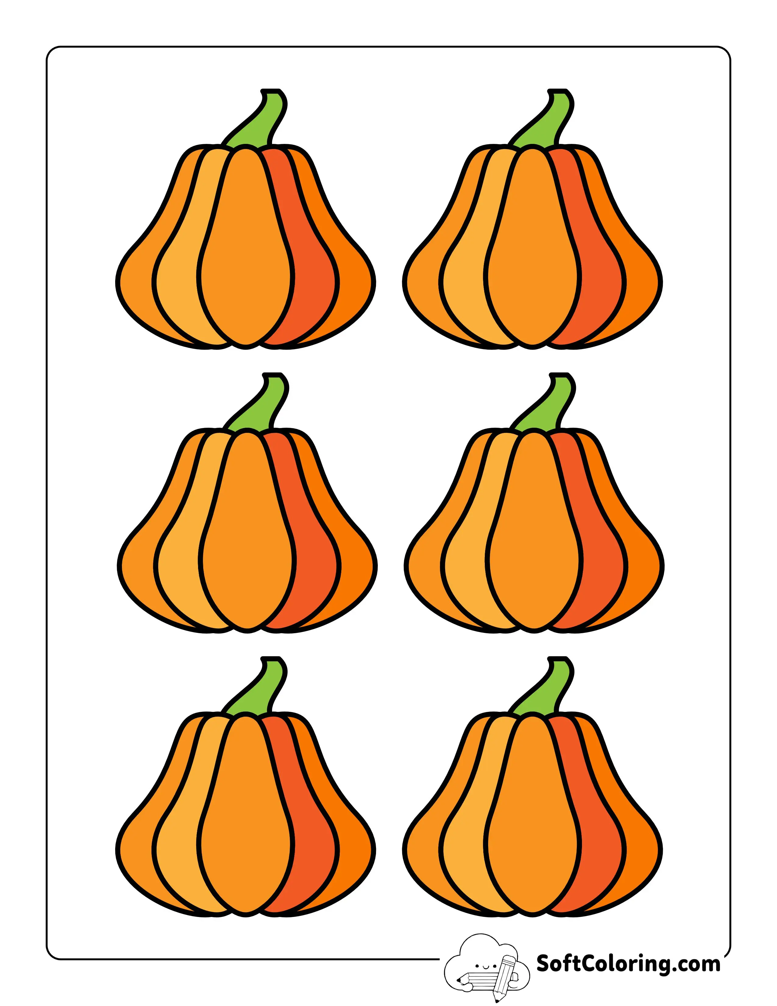 Colored Wide Printable Pumpkins - Xs