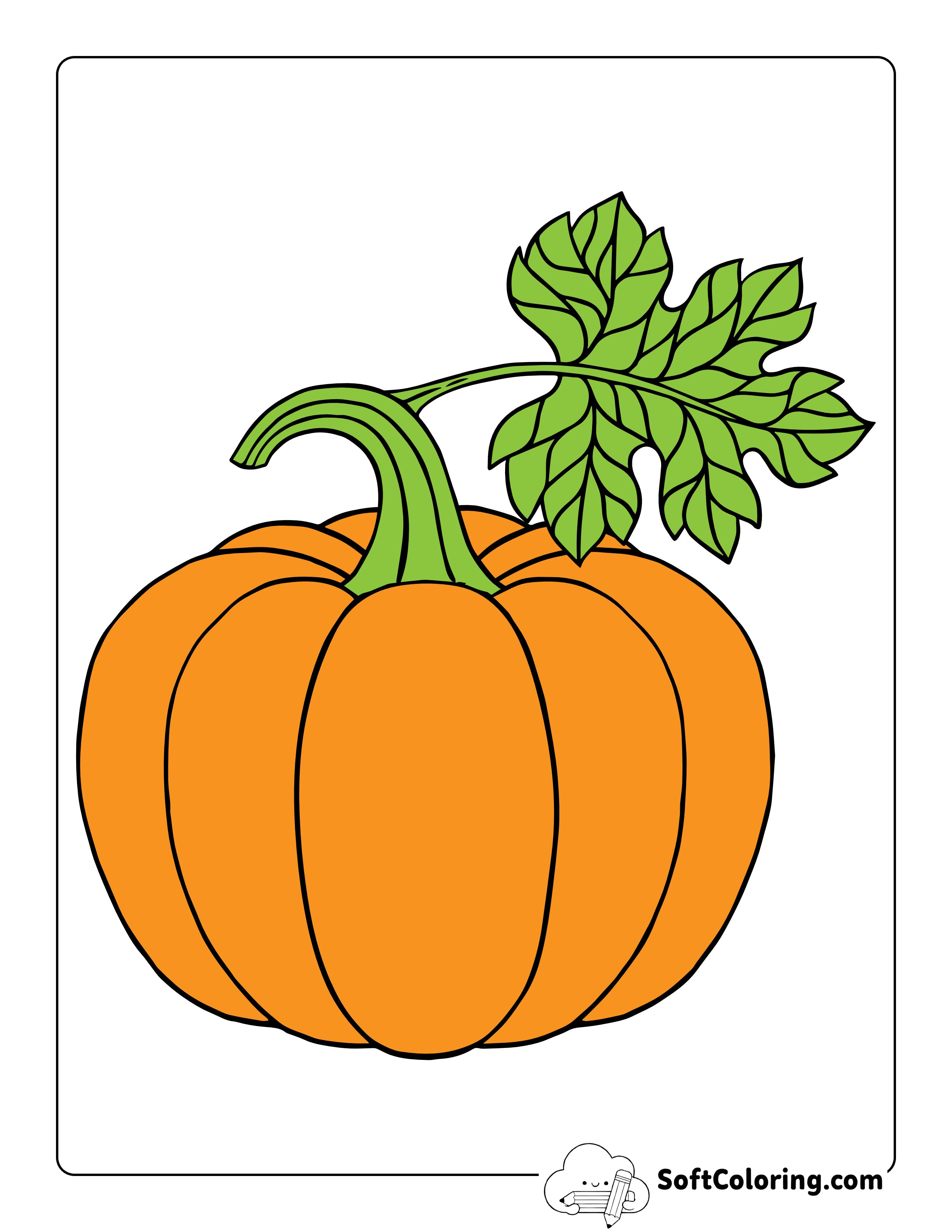 Colored Pumpkin With Leaf - Large