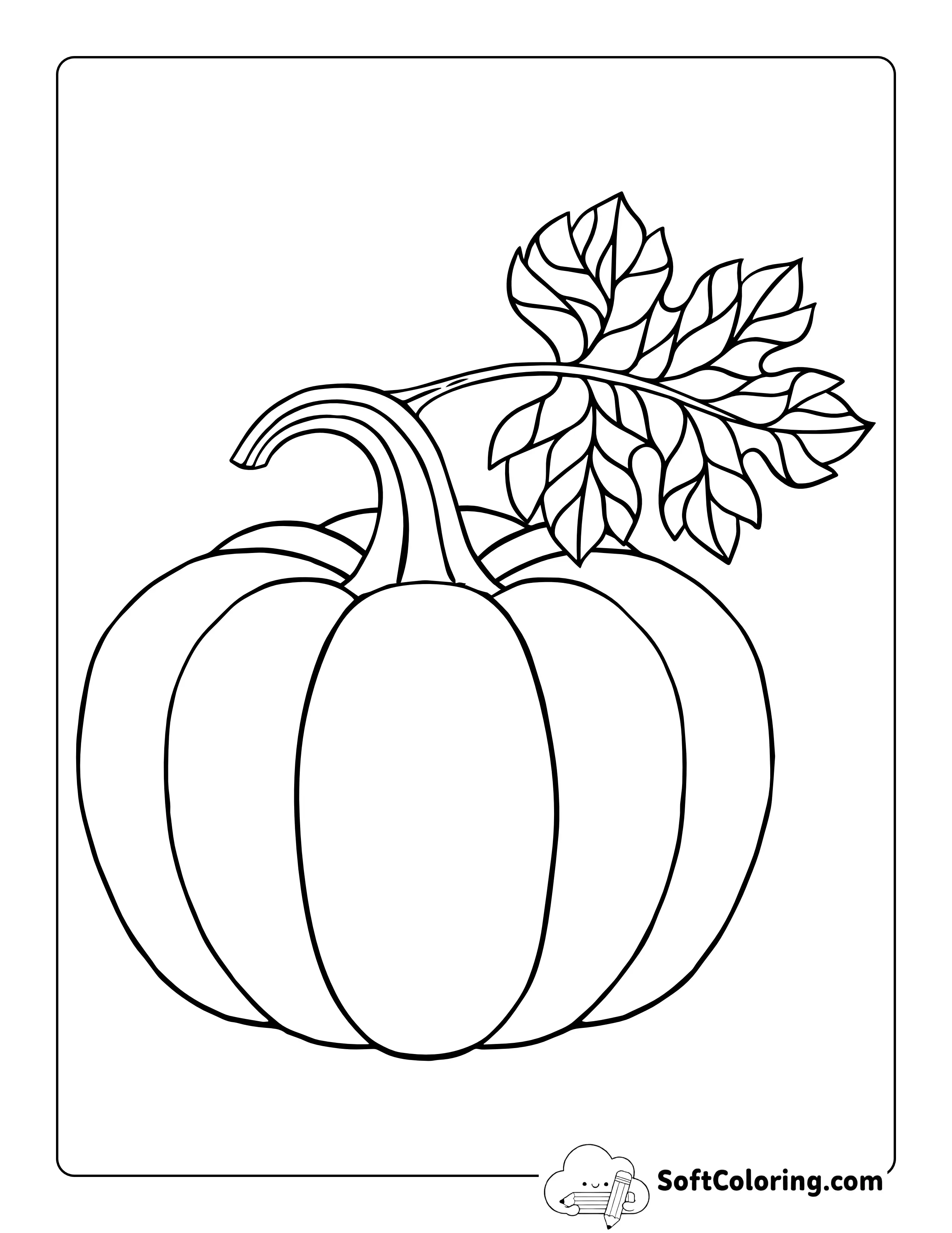 Pumpkin Outline With Leaf - Large