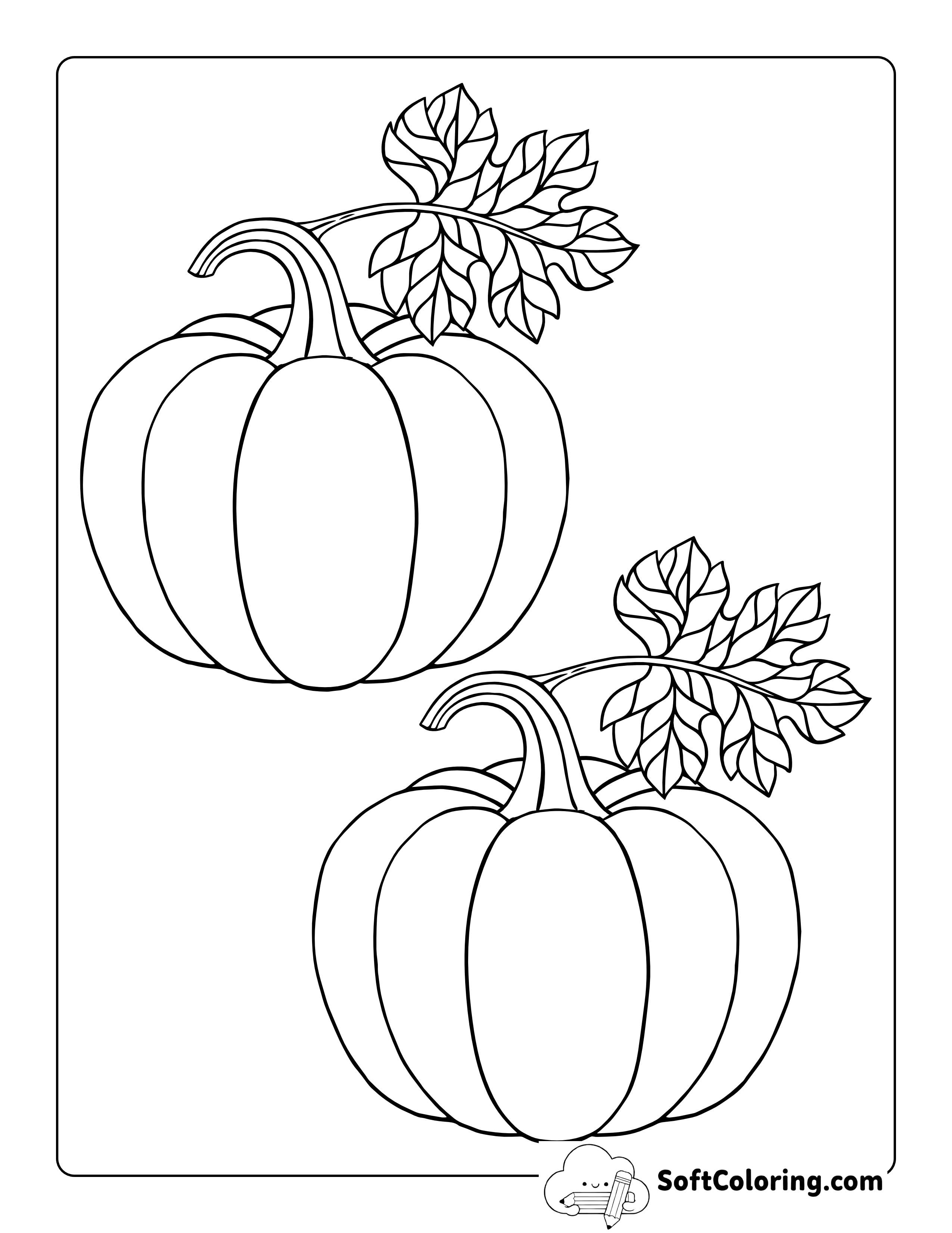 Pumpkin With Leaf Template - Medium