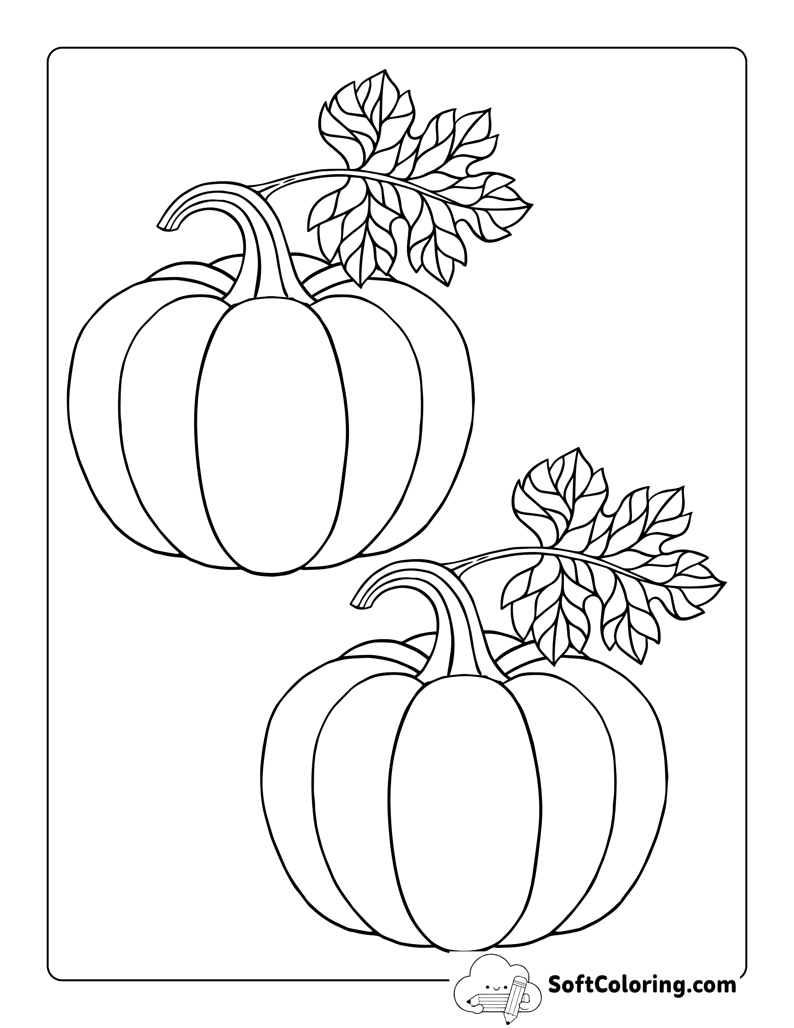 Pumpkin With Leaf Template - Medium