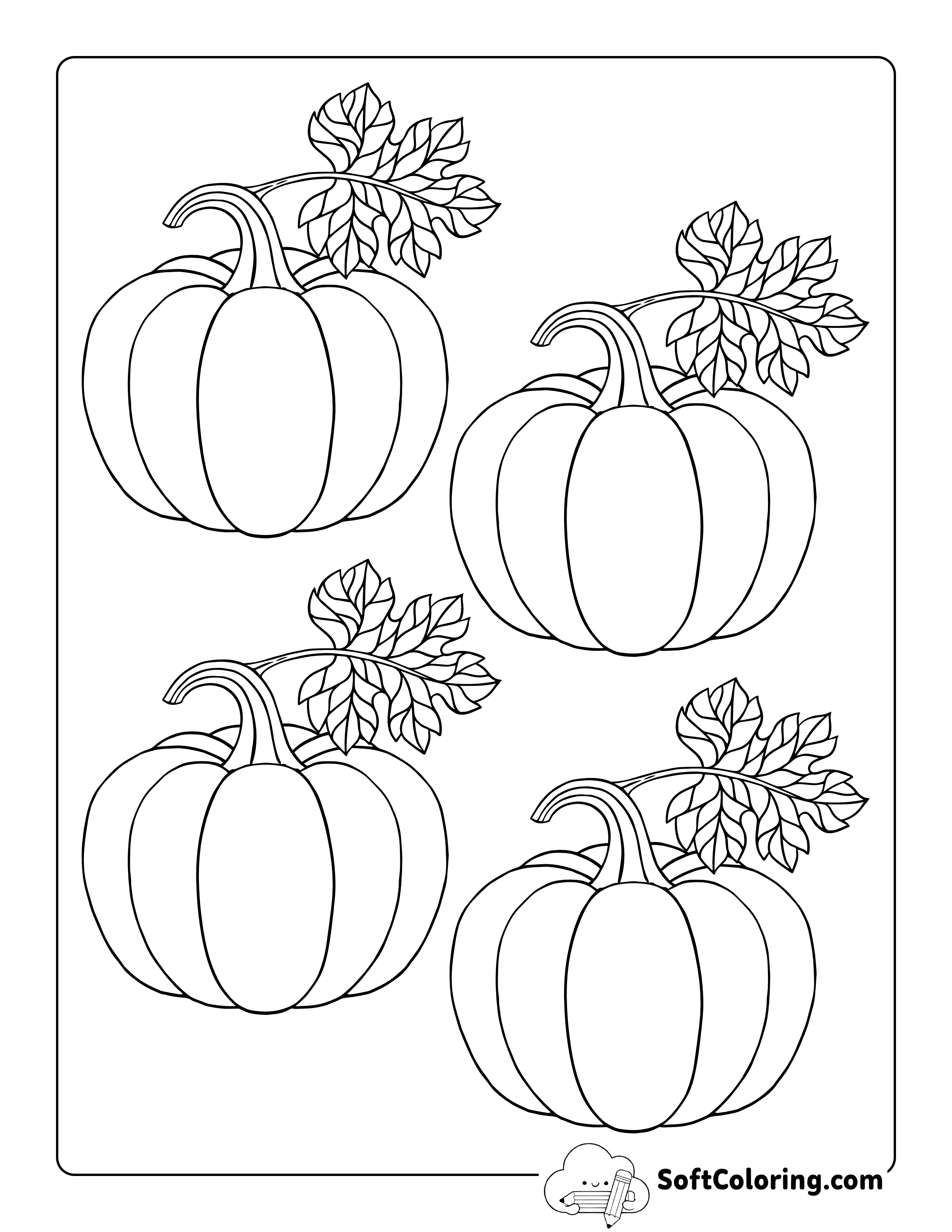 Pumpkin With Leaf Printable - Small