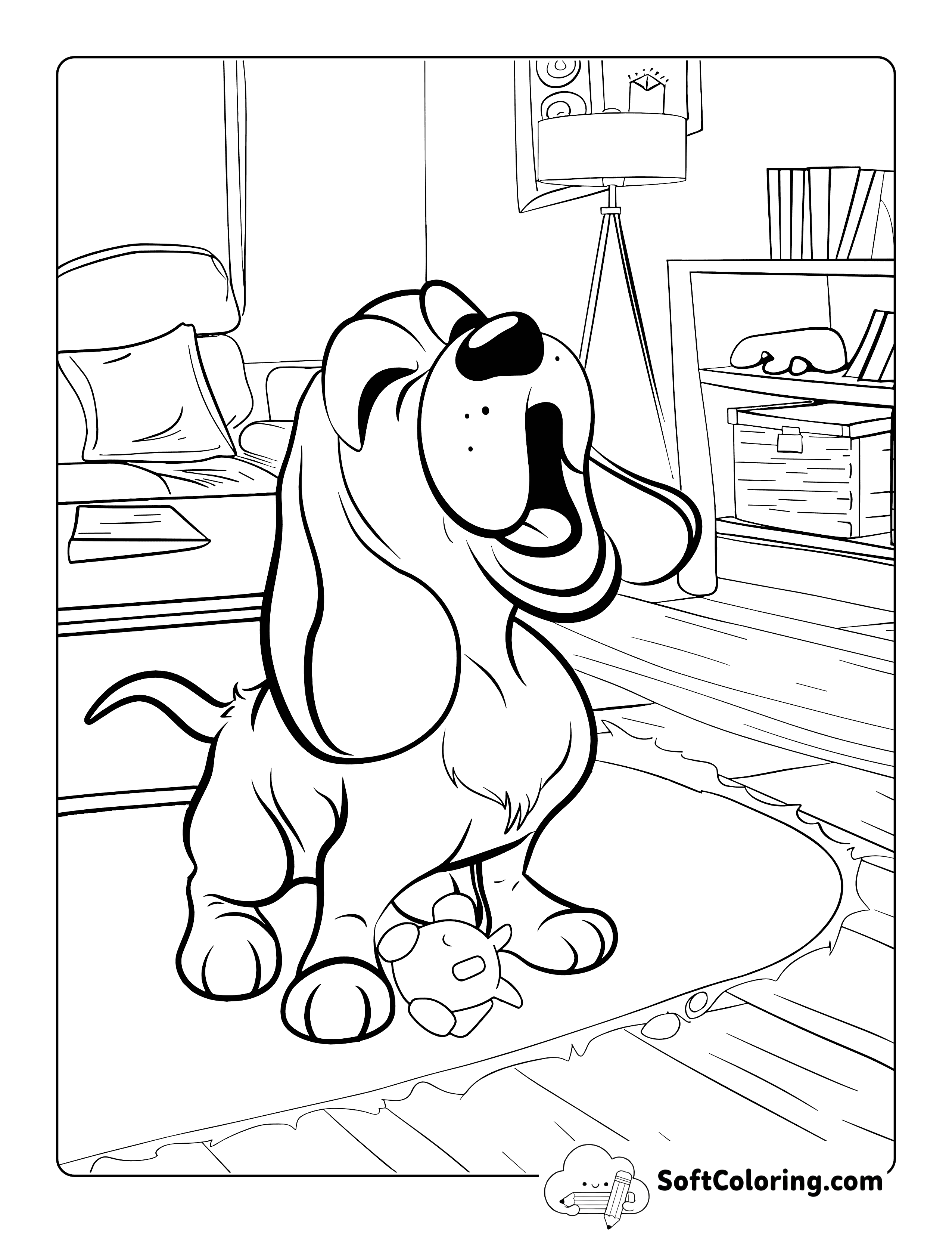 Howling Hound Cute Puppy Coloring Page