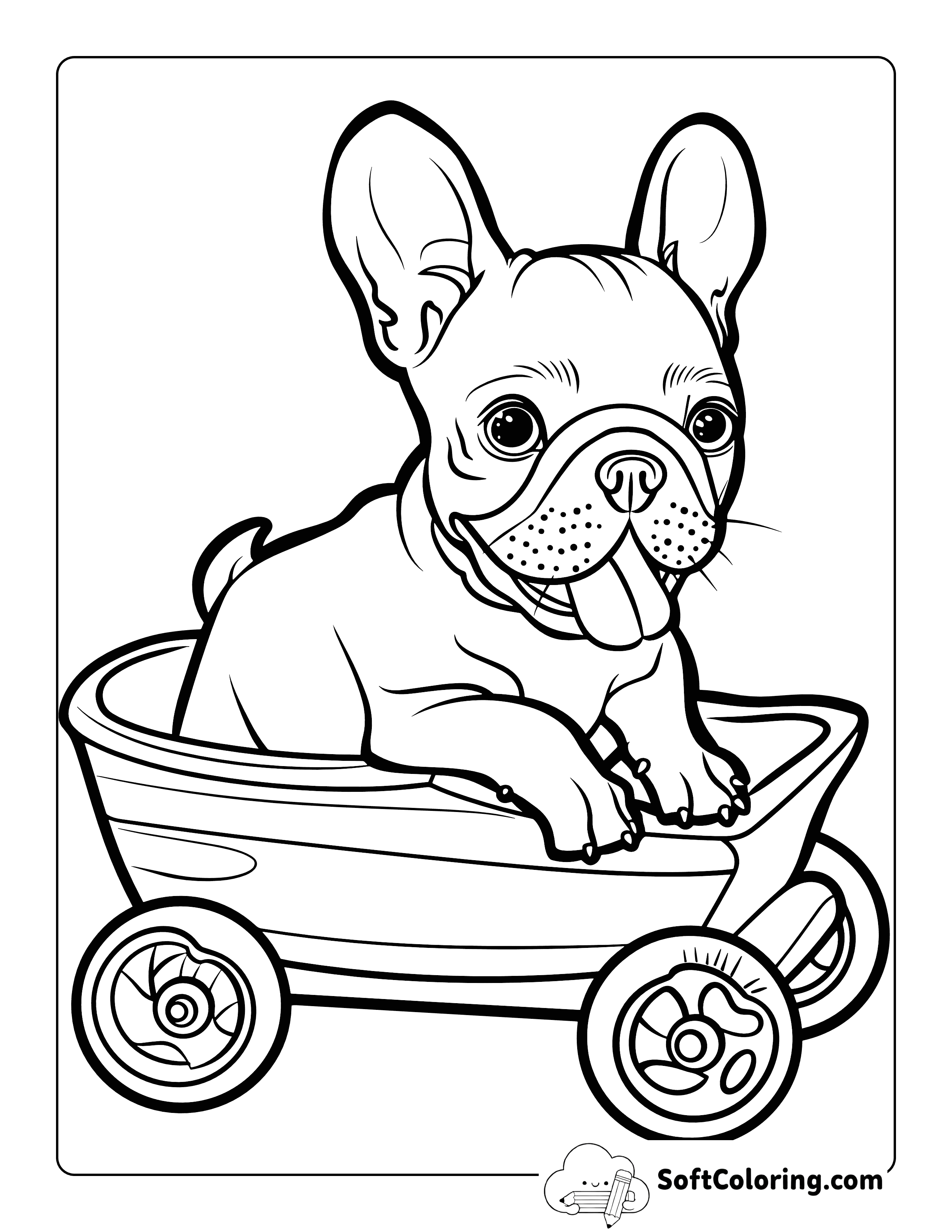Cute Boston Terrier Easy Puppy Coloring Page