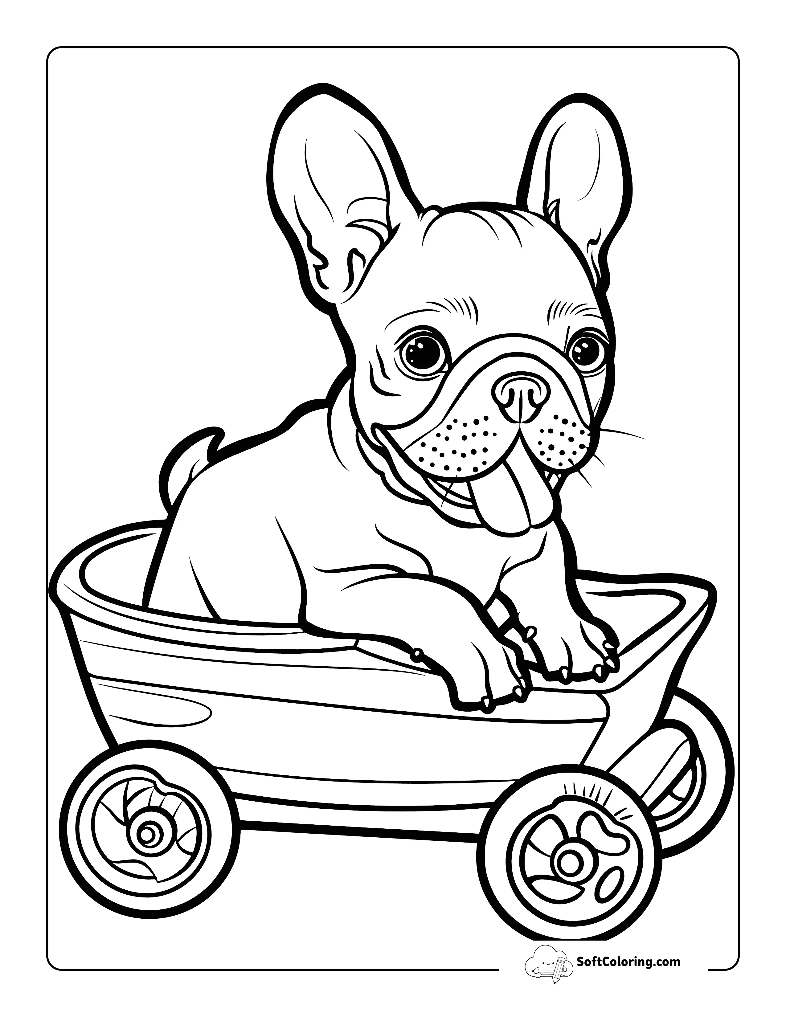Cute Boston Terrier Easy Puppy Coloring Page
