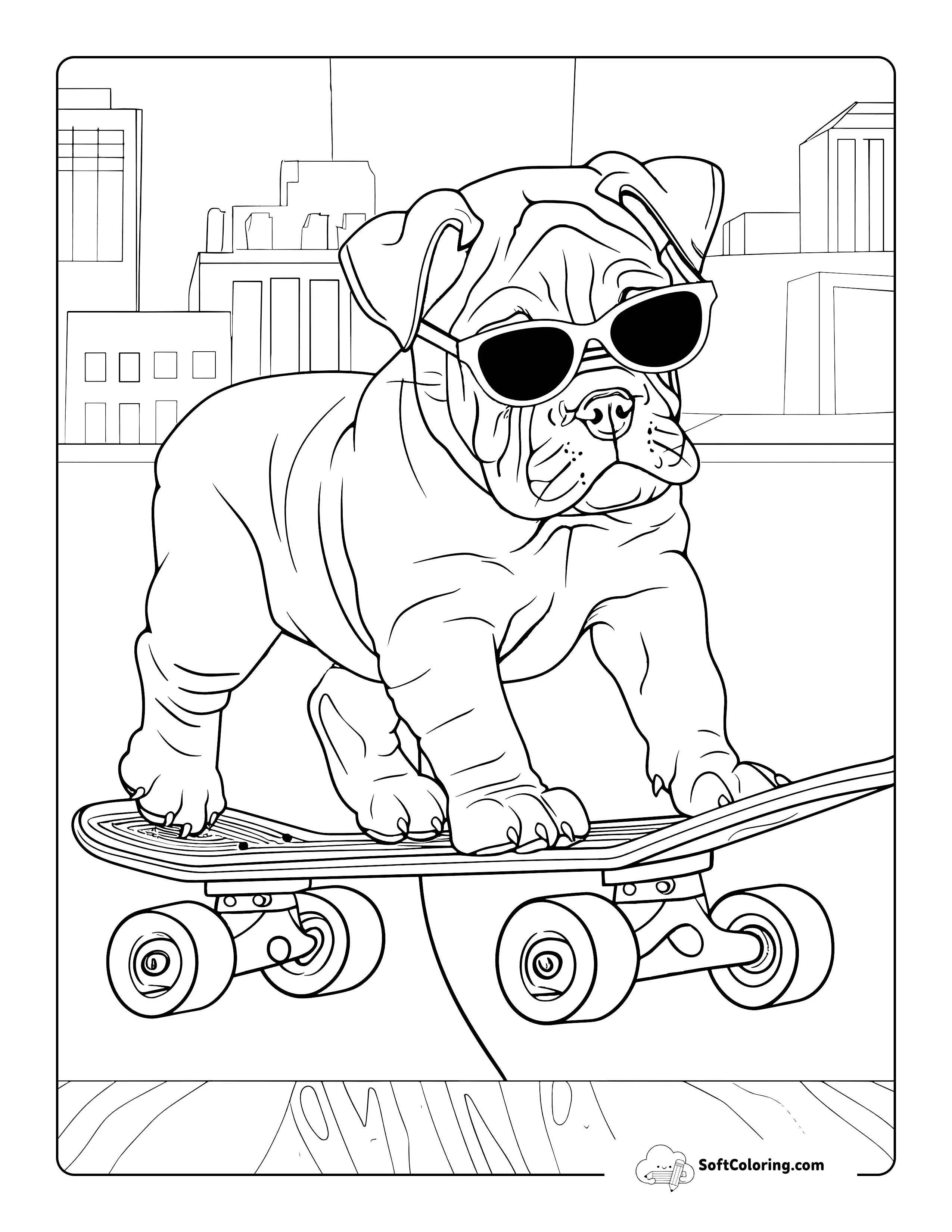 Skateboarding Puppy In Sunglasses