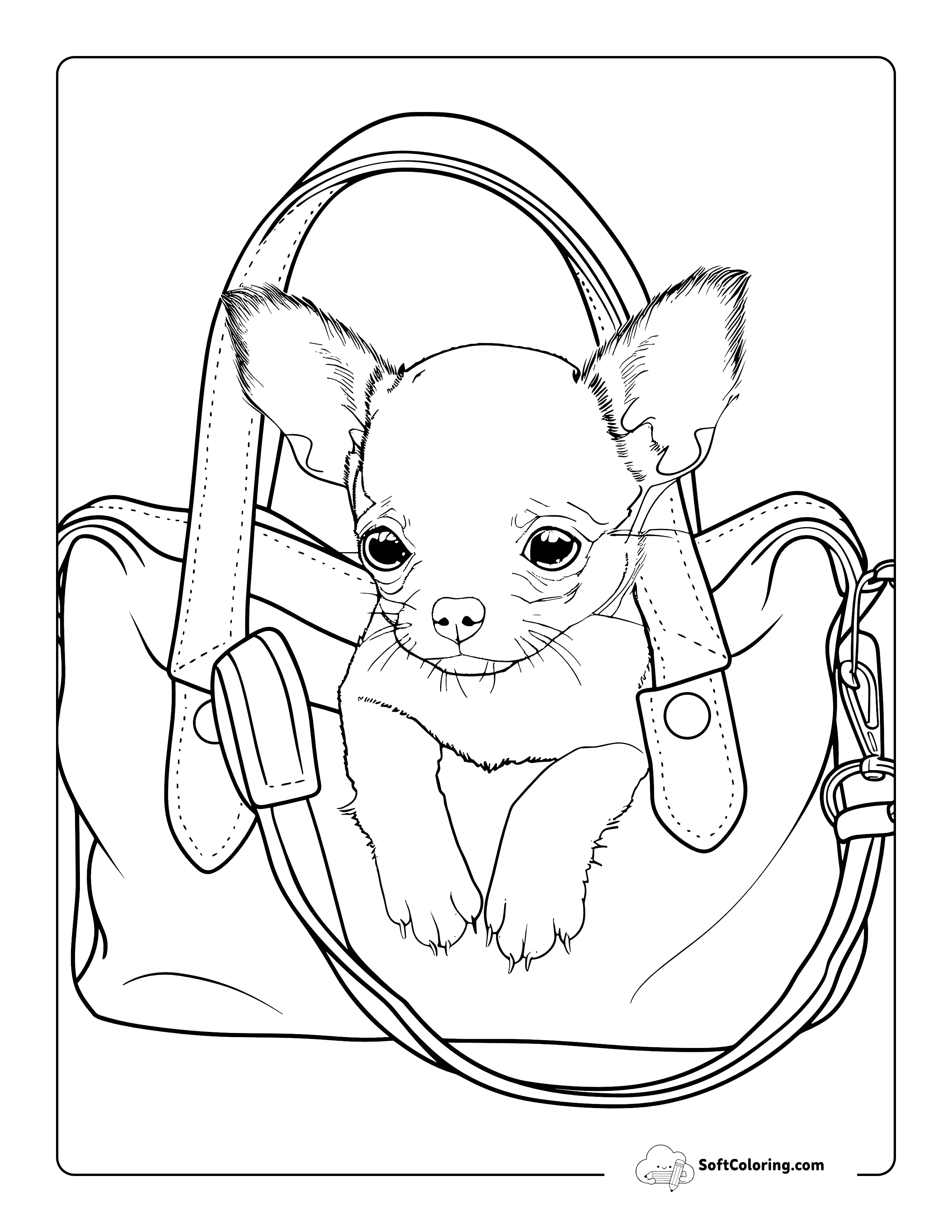 Cute Chihuahua In A Handbag Coloring Page