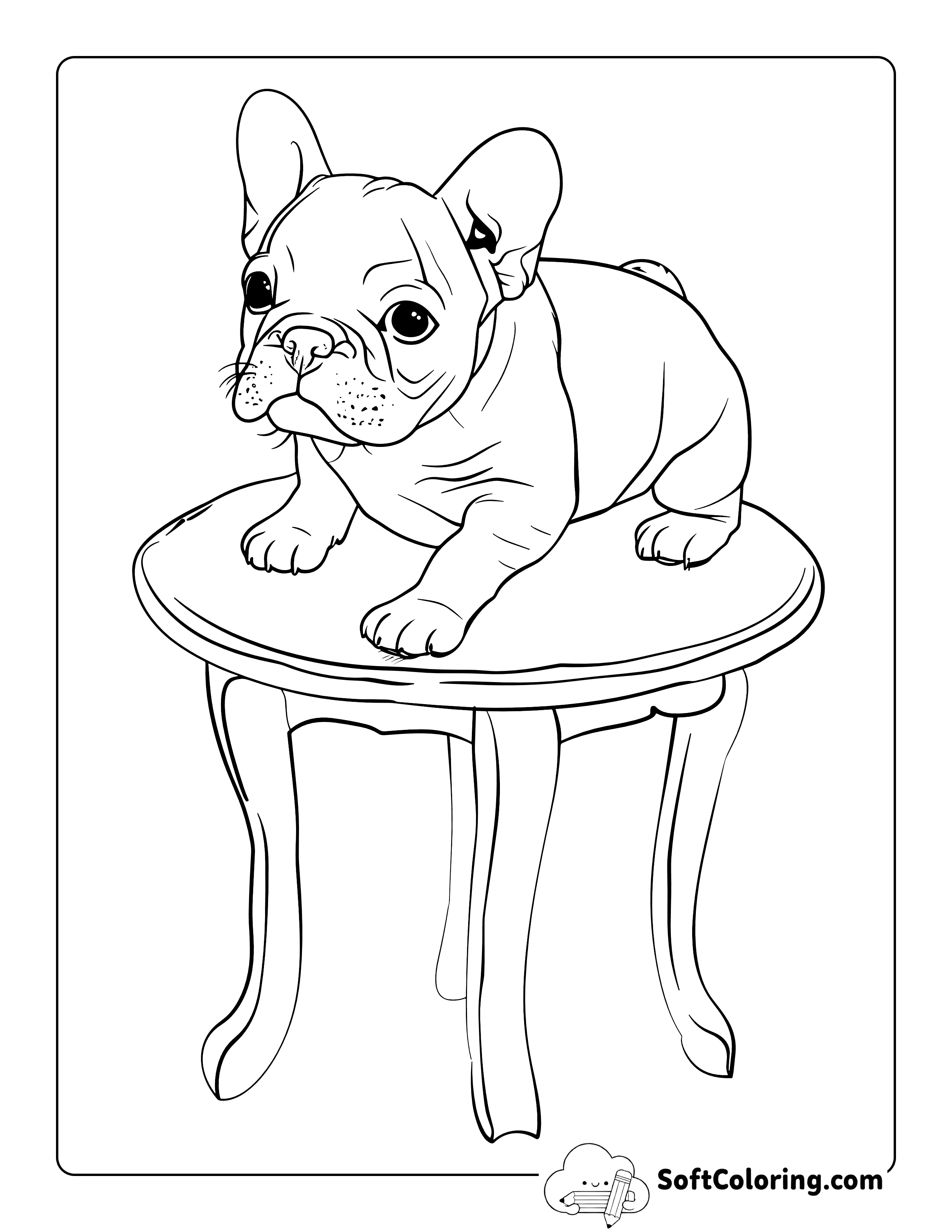 Cute French Bulldog Simple Coloring Page
