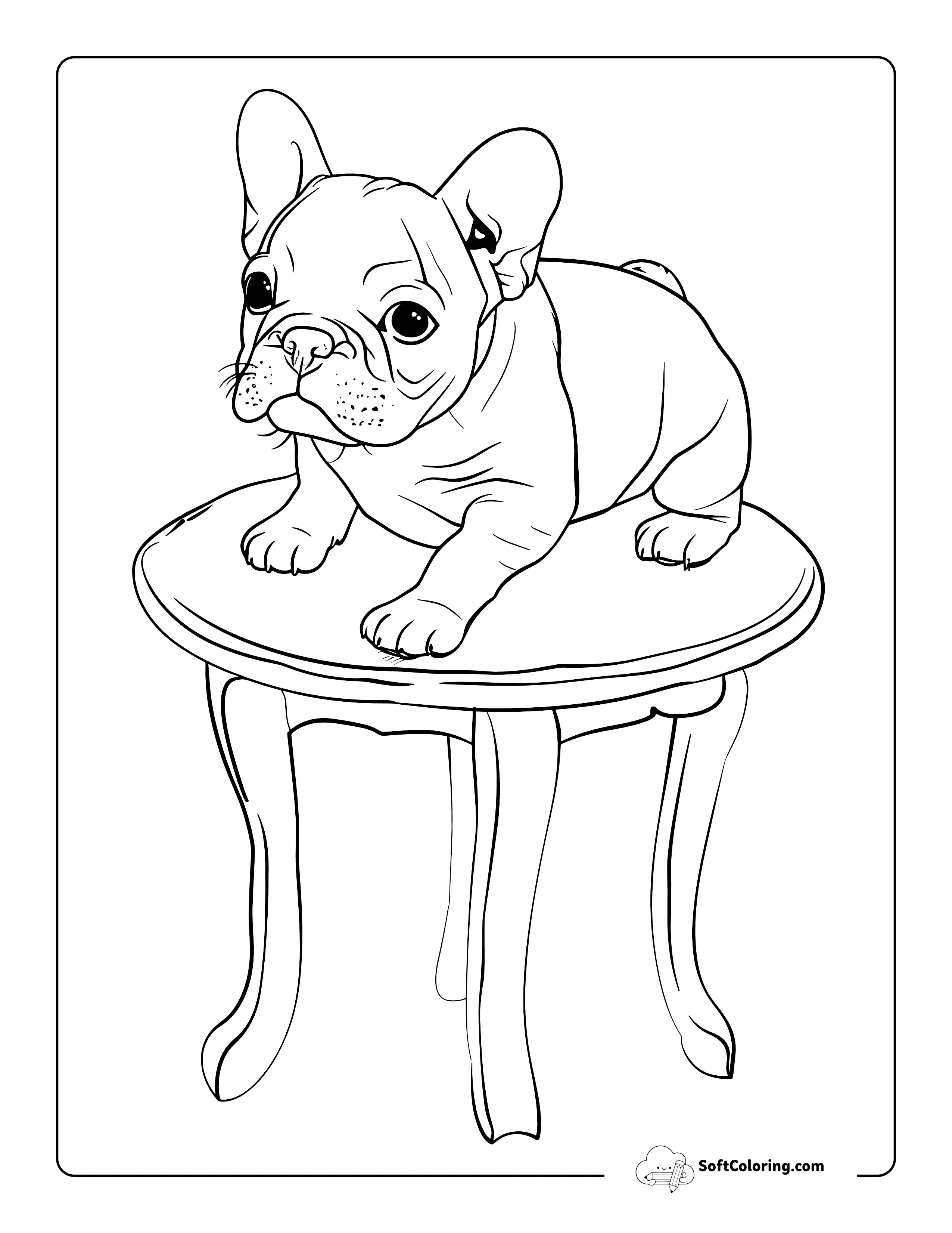 Cute French Bulldog Simple Coloring Page
