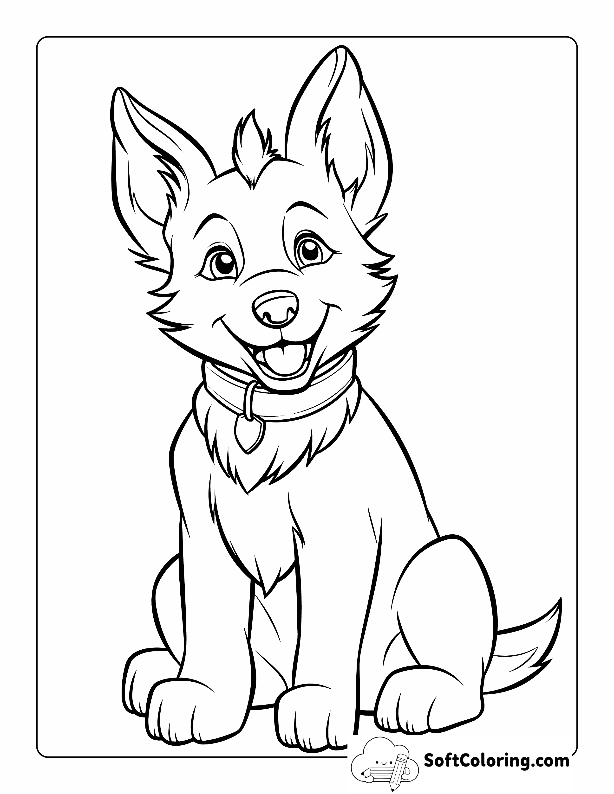 Easy Cute Puppy Coloring Page