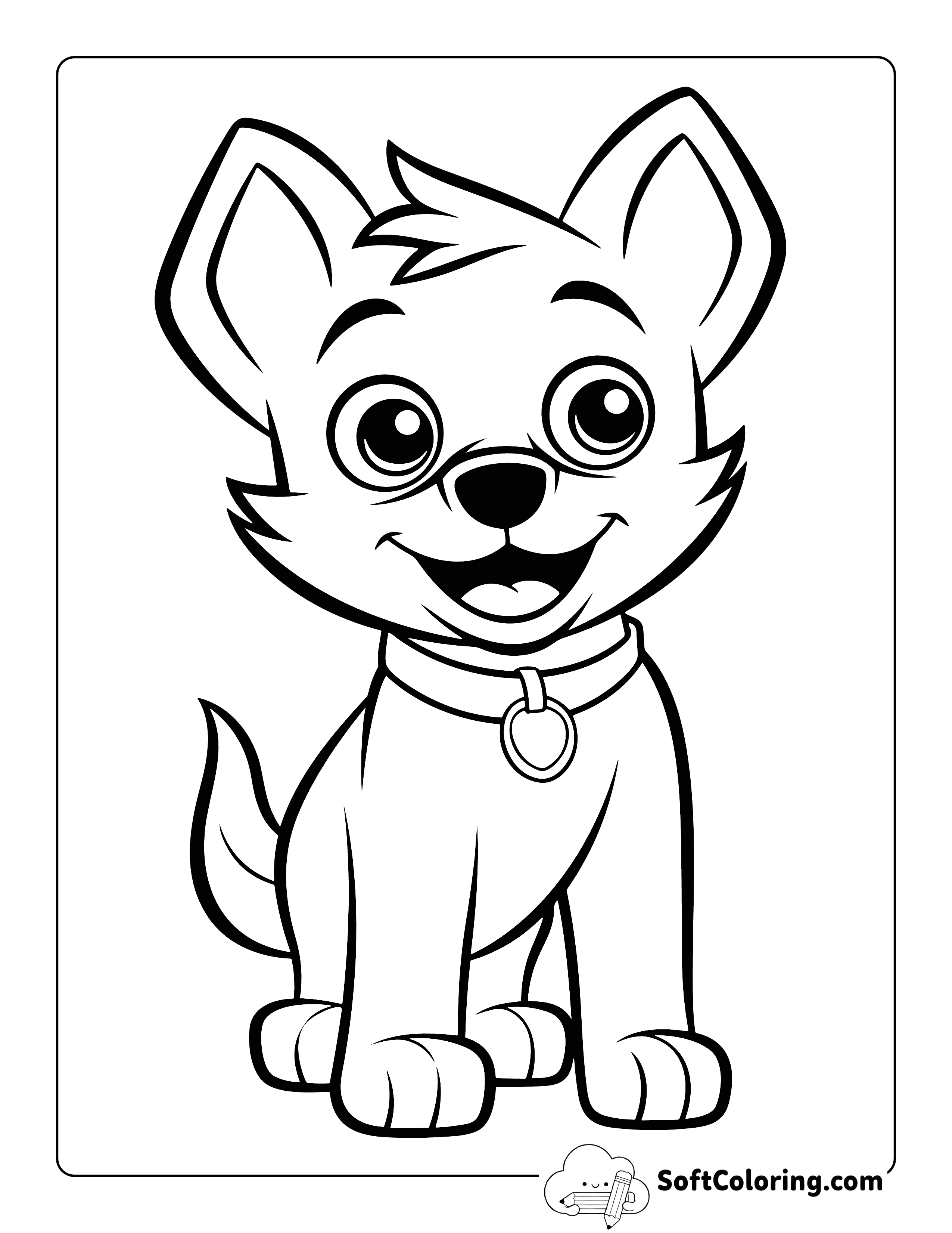 Sweet Cartoon Puppy Coloring Sheet for Kids