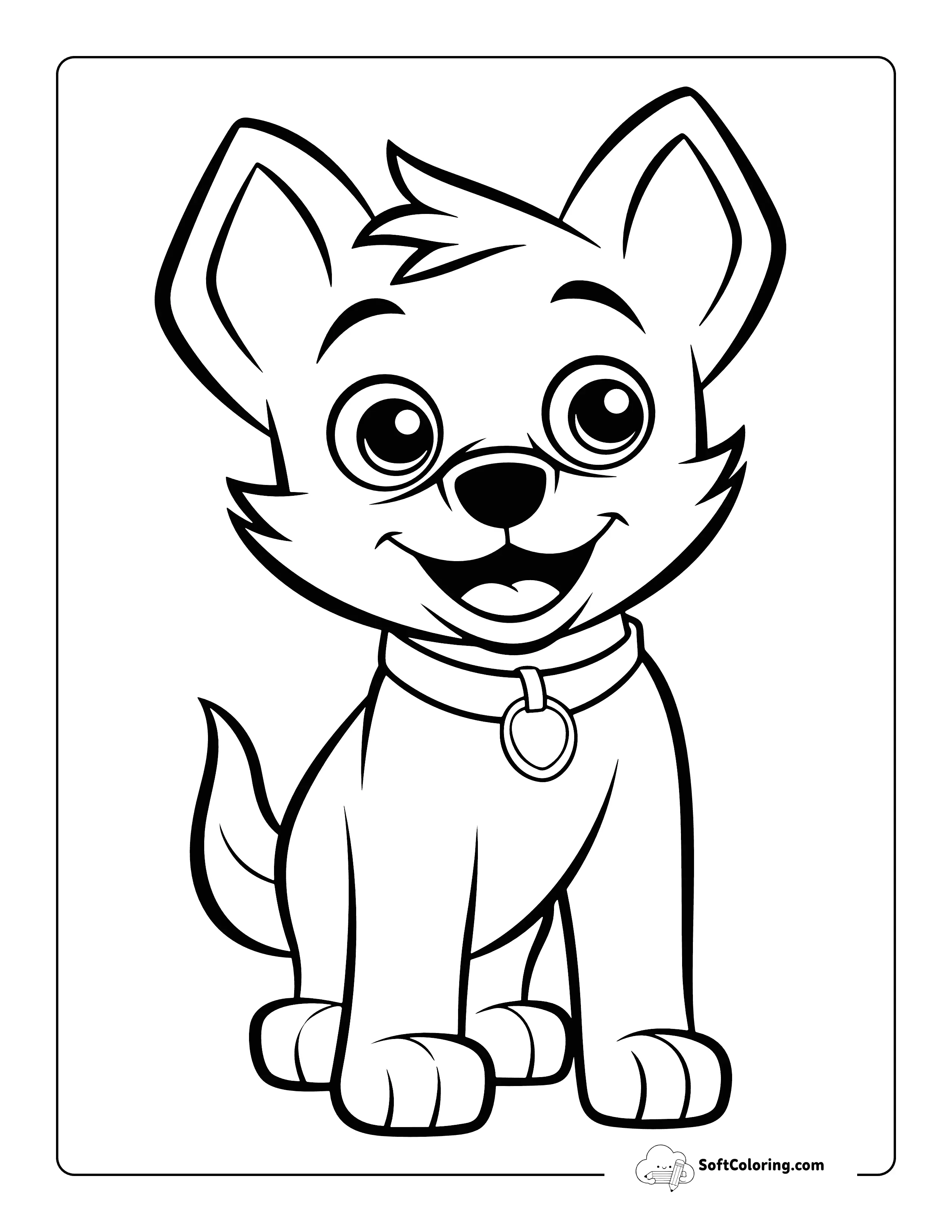 Sweet Cartoon Puppy Coloring Sheet For Kids