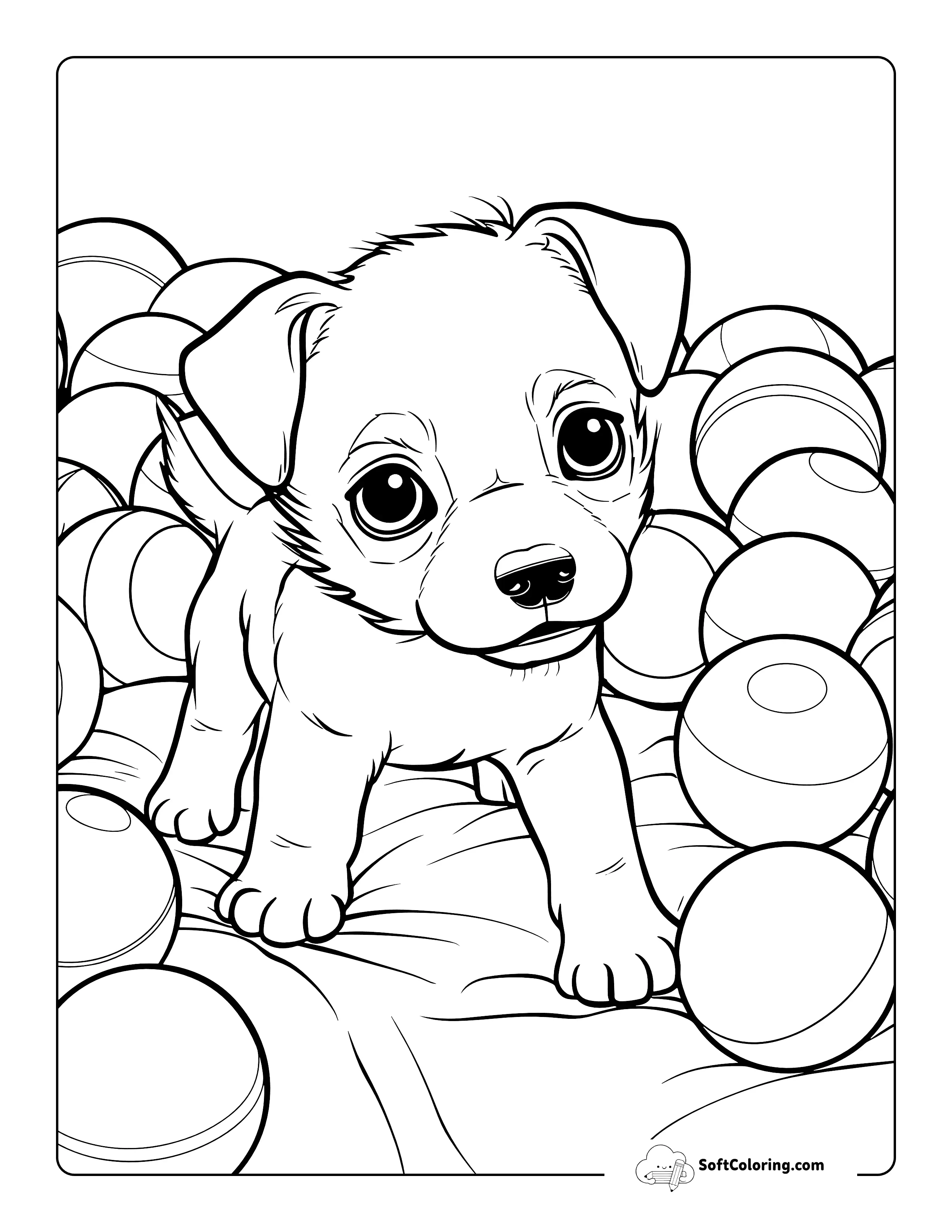 Playful Puppy Coloring Page For Kids
