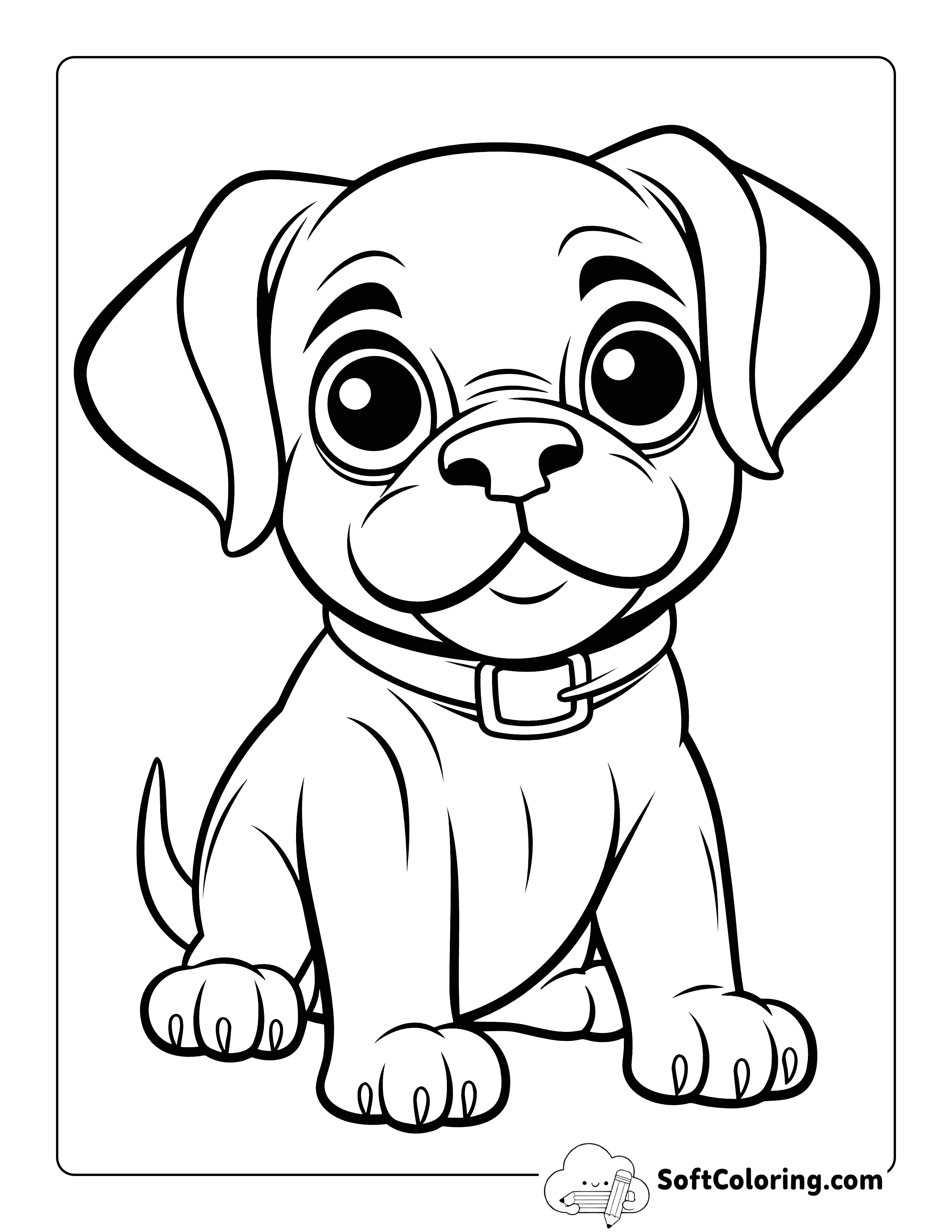 Kawaii Puppy Coloring Page for Kids
