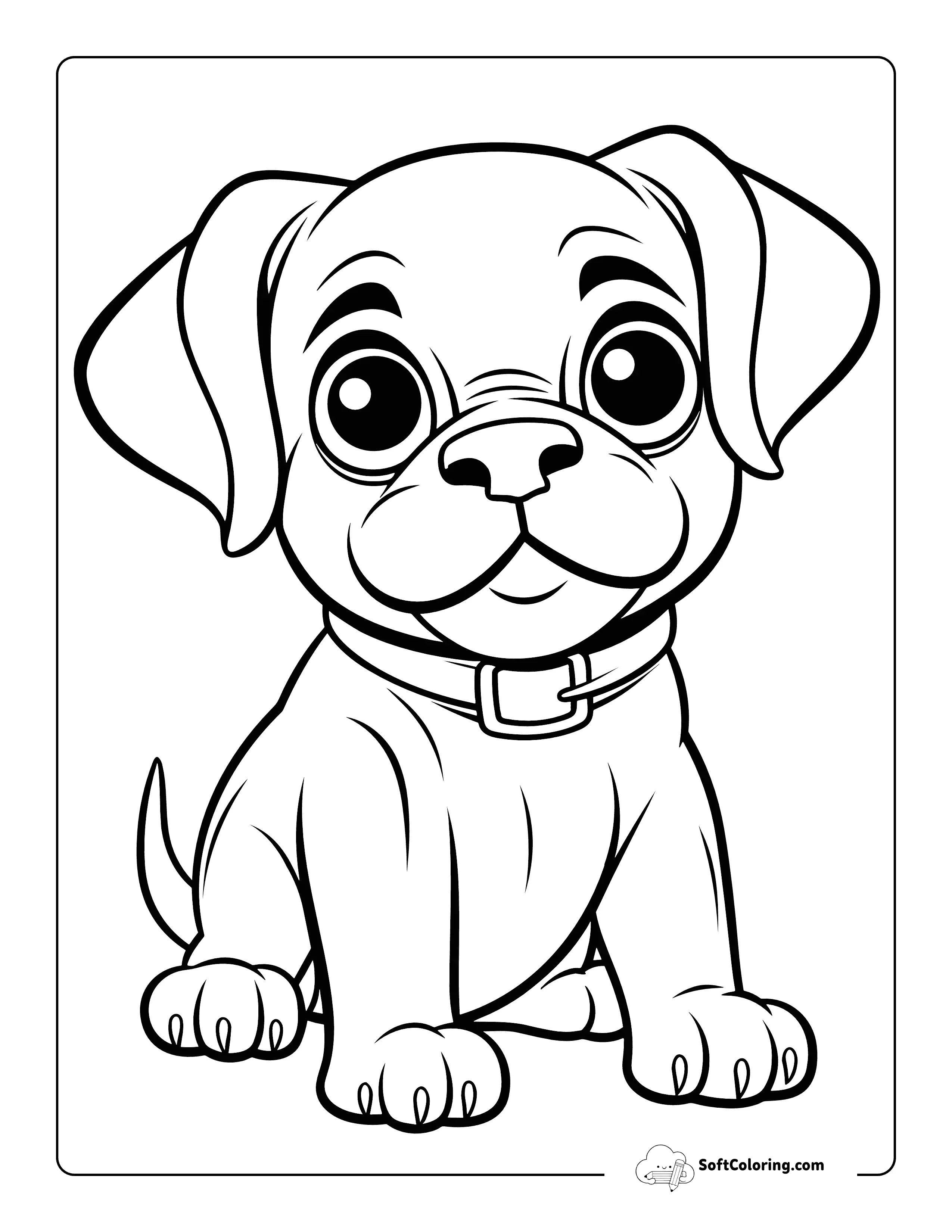 Kawaii Puppy Coloring Page For Kids