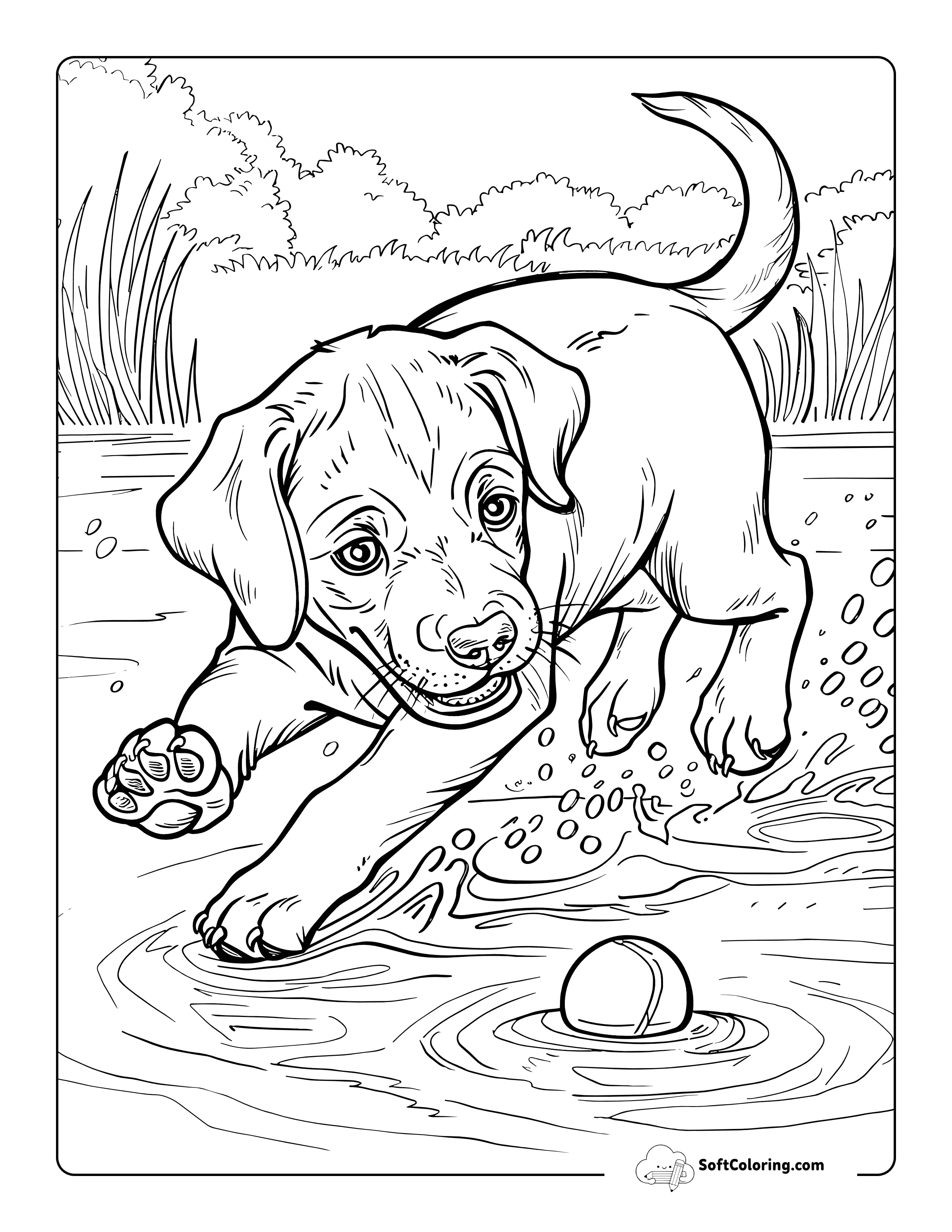 Realistic Labrador Puppy Coloring Scene For Adults