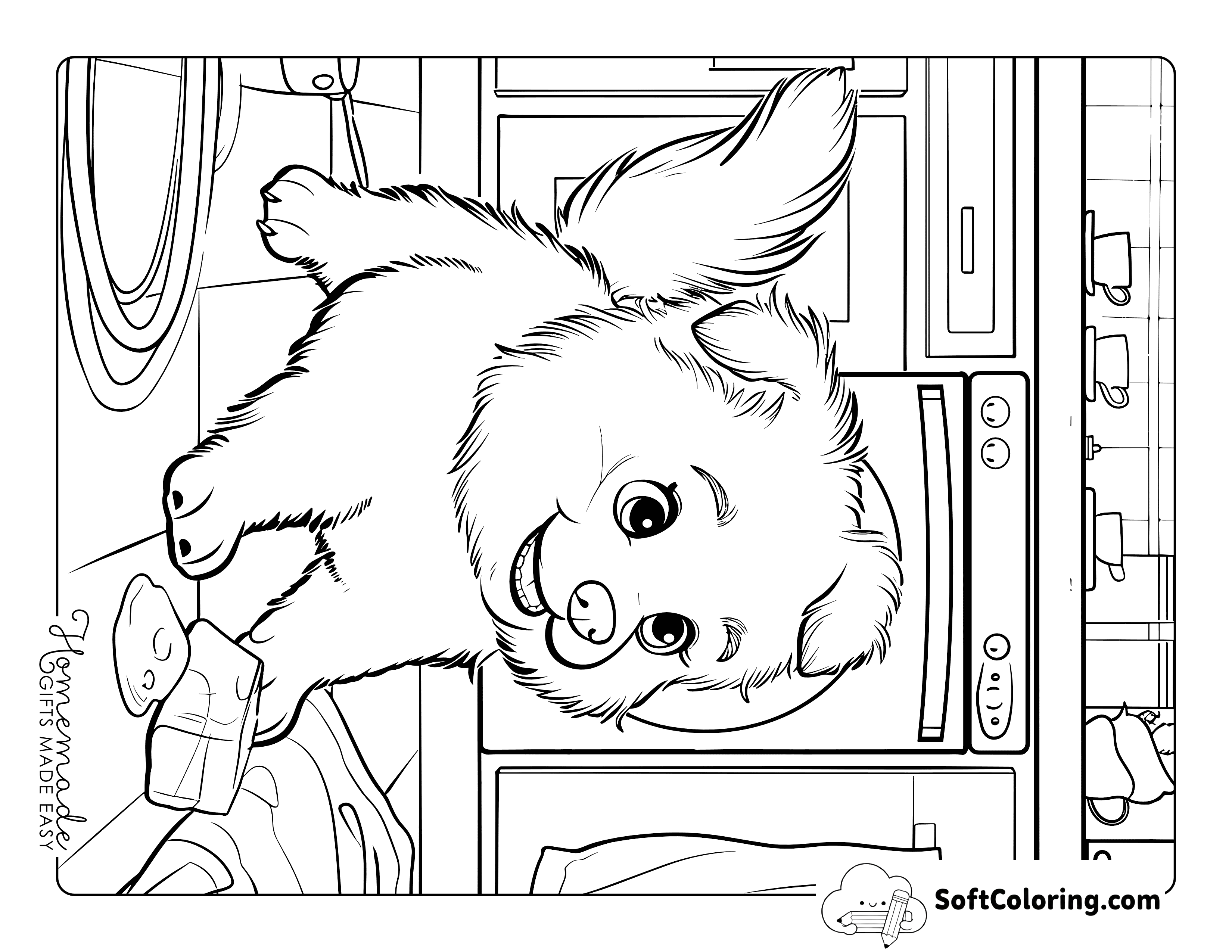 Cute Puppy Playing with Ice Coloring Page
