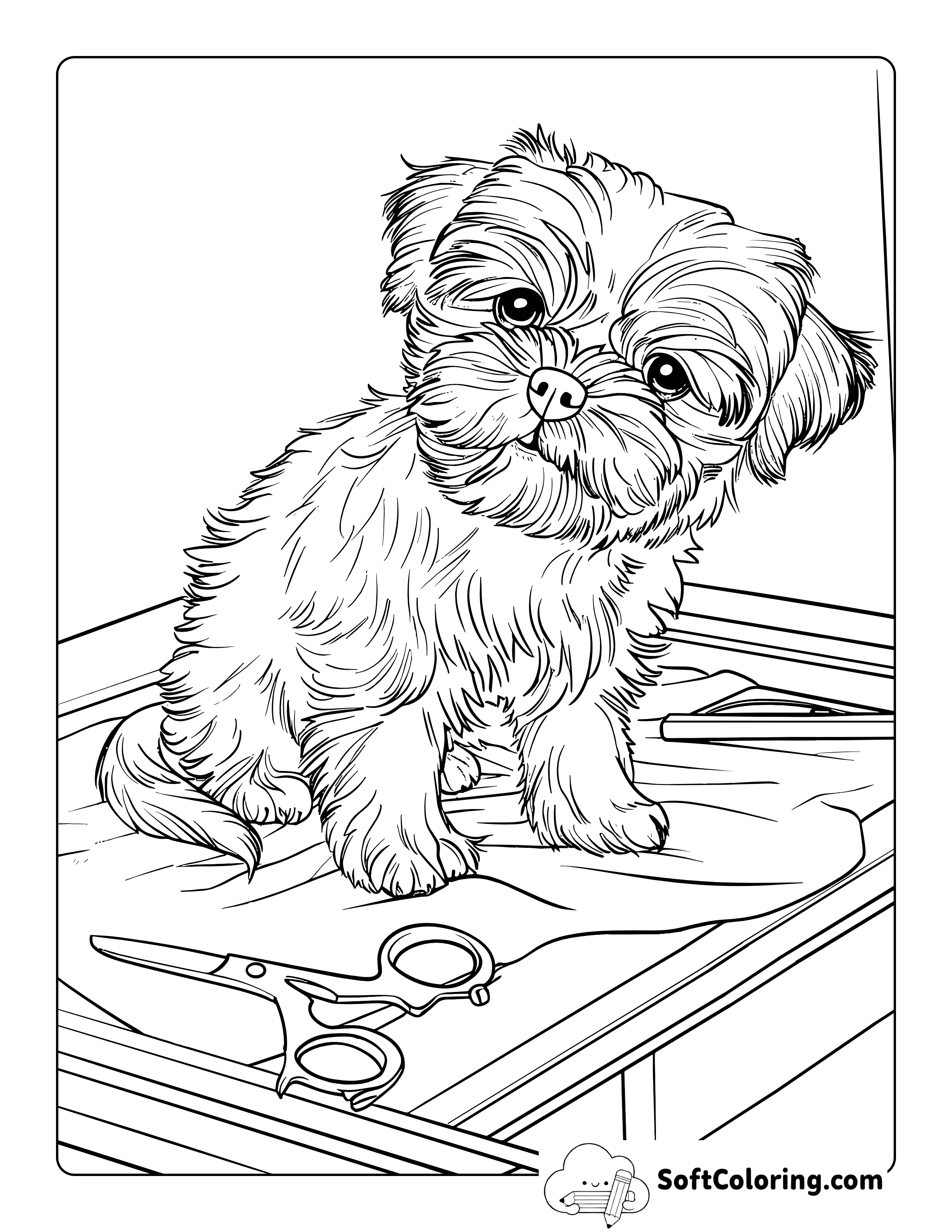Cute Puppy Hair Cute Coloring Page Printable