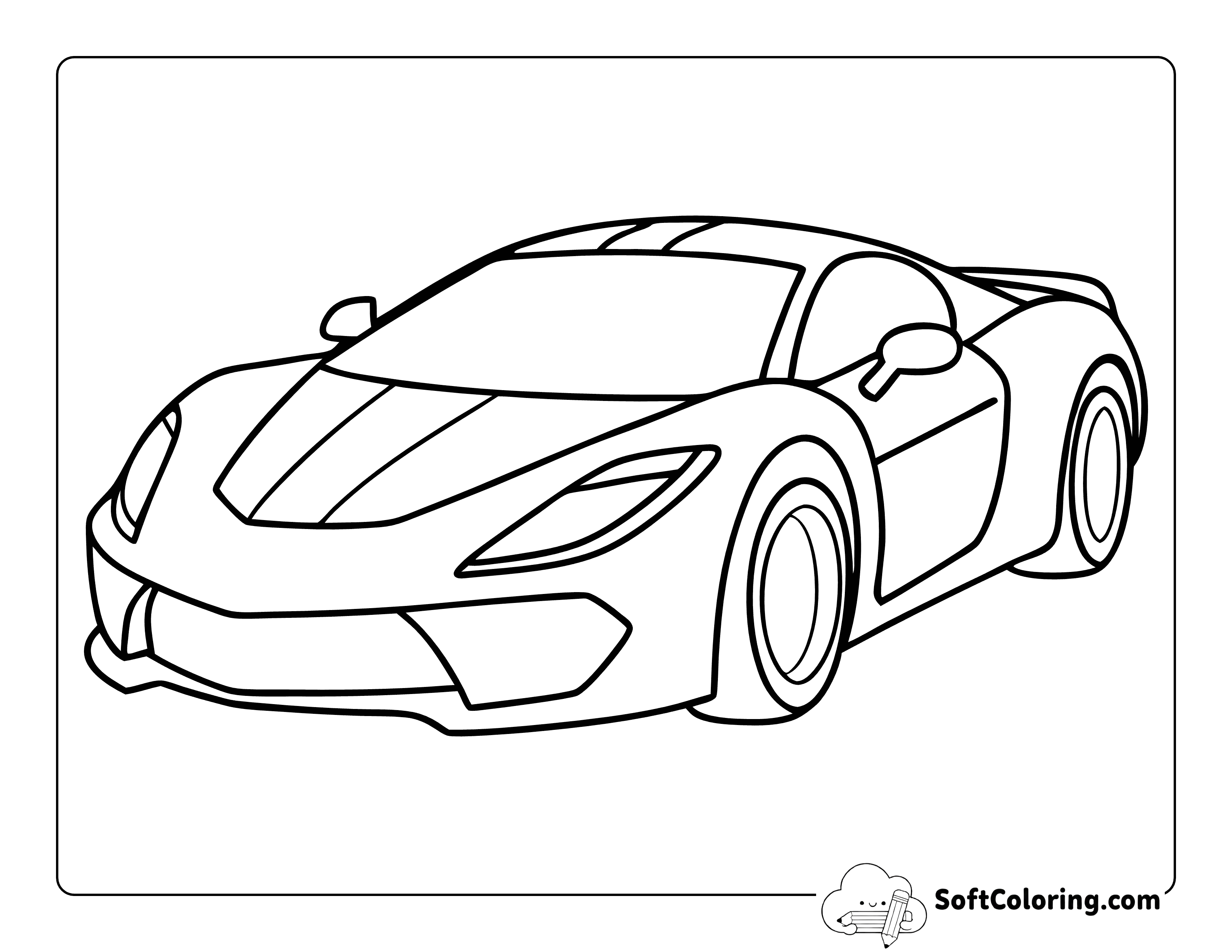 Simple Lamborghini Outline to Color for Kids