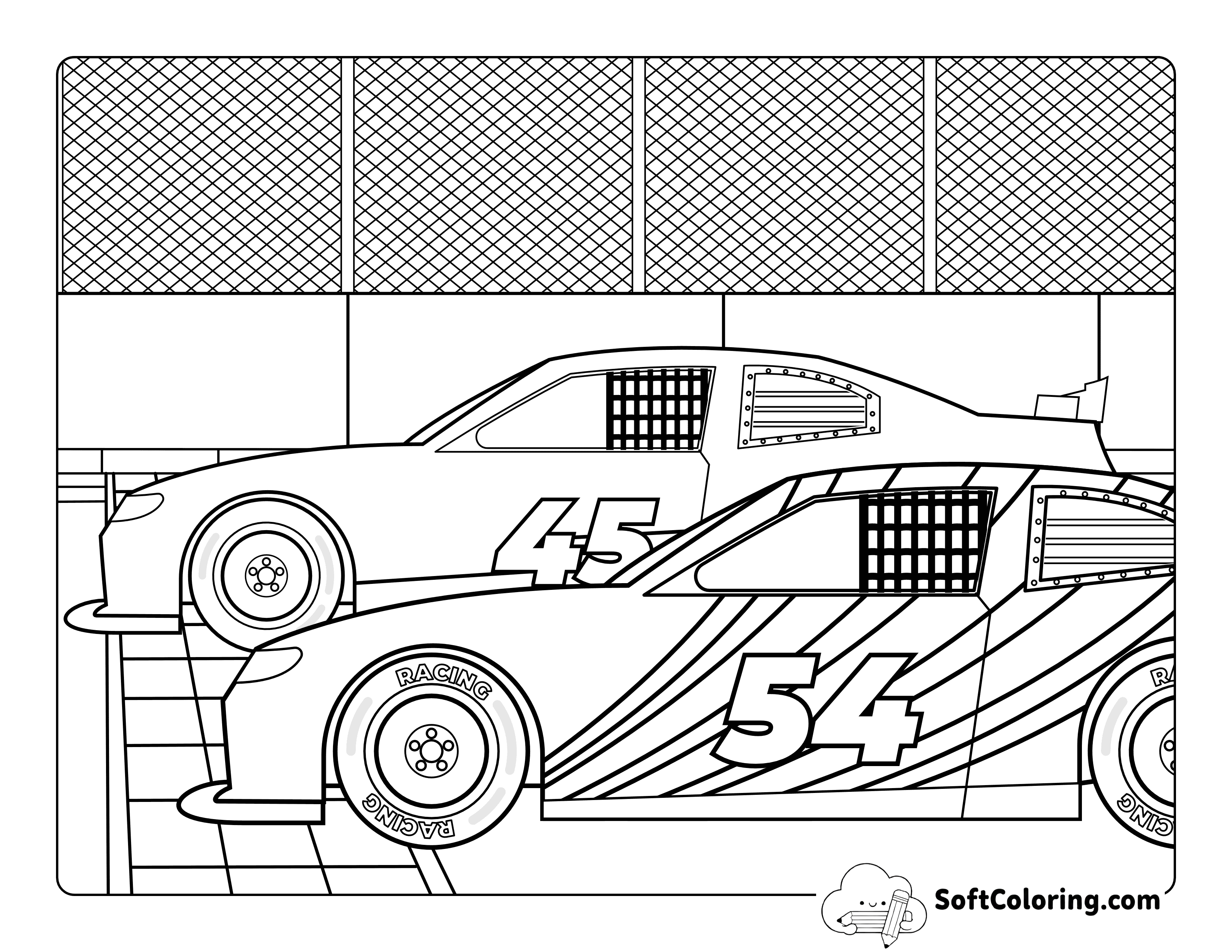 Cool NASCAR Race Cars Outline