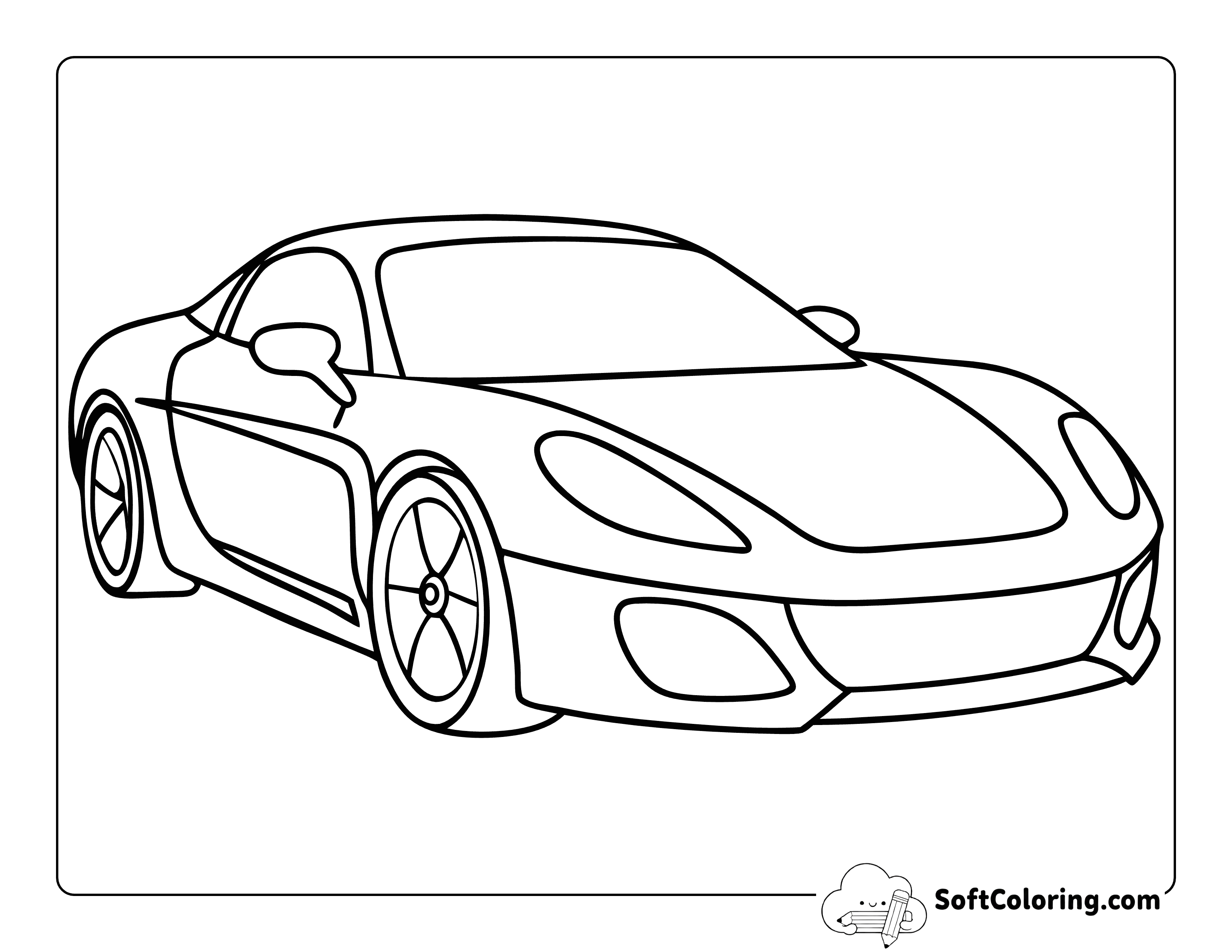 Cool Porsche Outline for Kids to Color