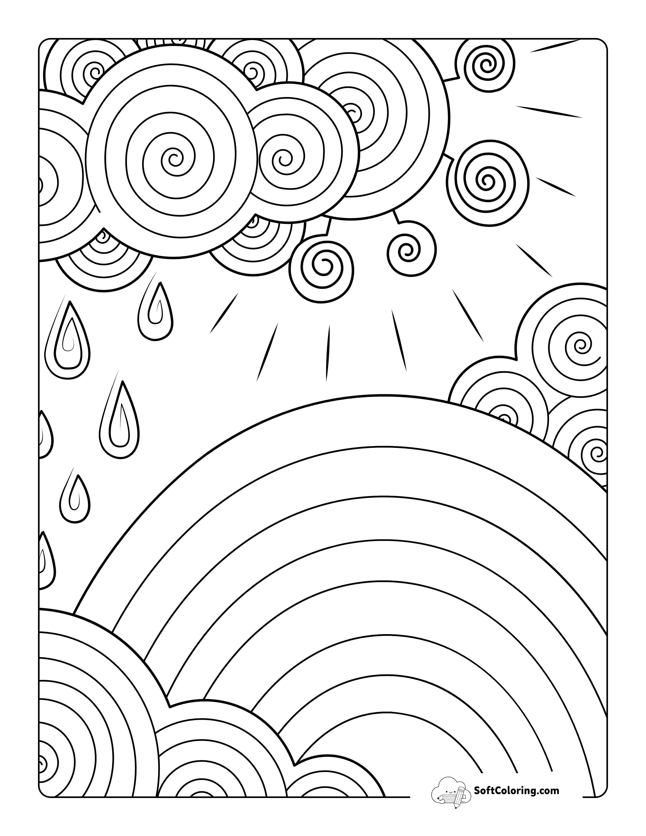 Rainy Day Rainbow Picture To Color