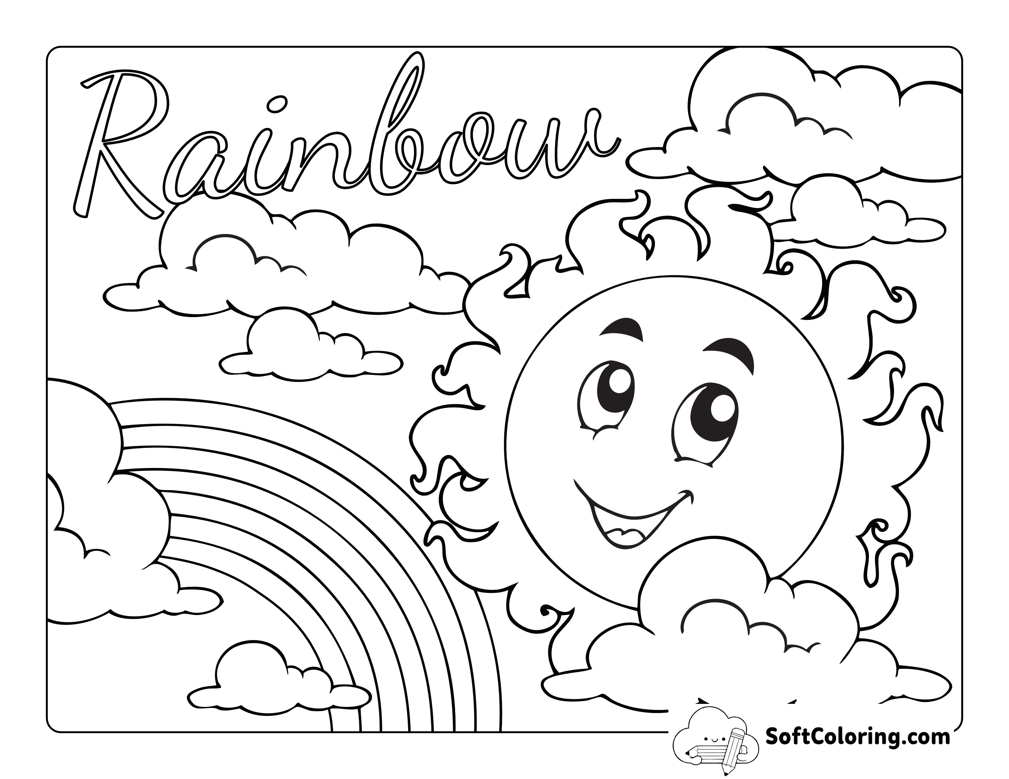 Rainbow Coloring Sheet with Sun