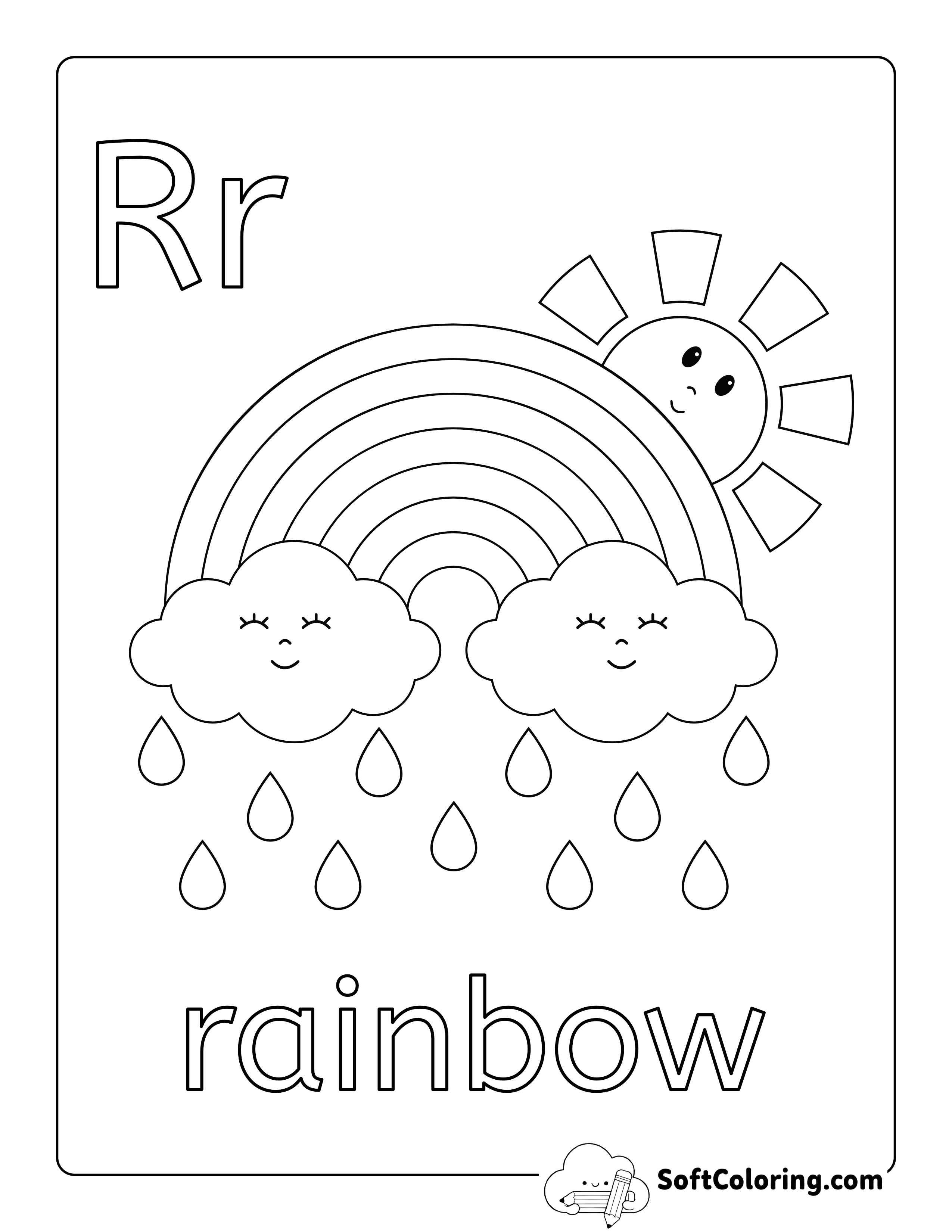 "R is for Rainbow" Coloring Sheet for Kids