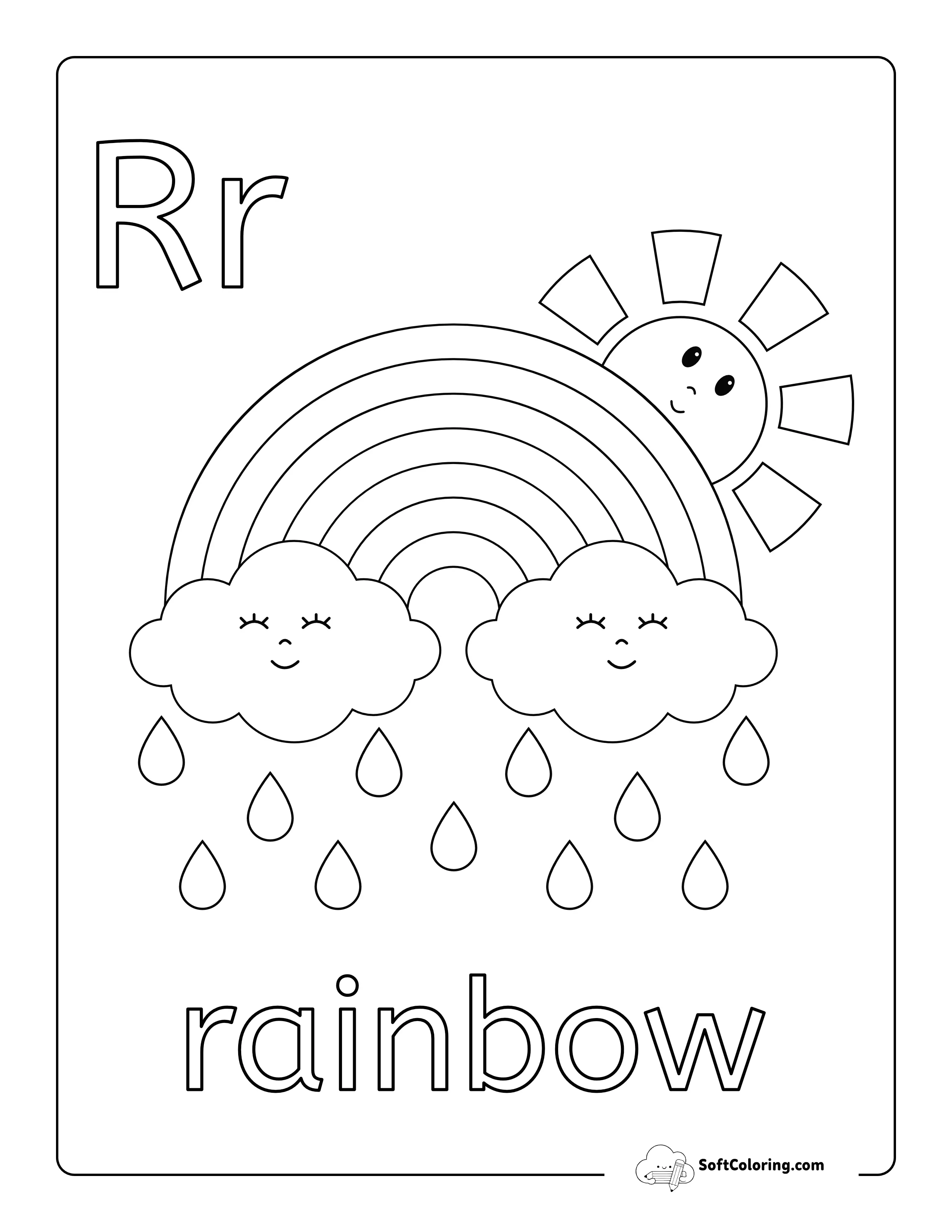 "R Is For Rainbow" Coloring Sheet For Kids