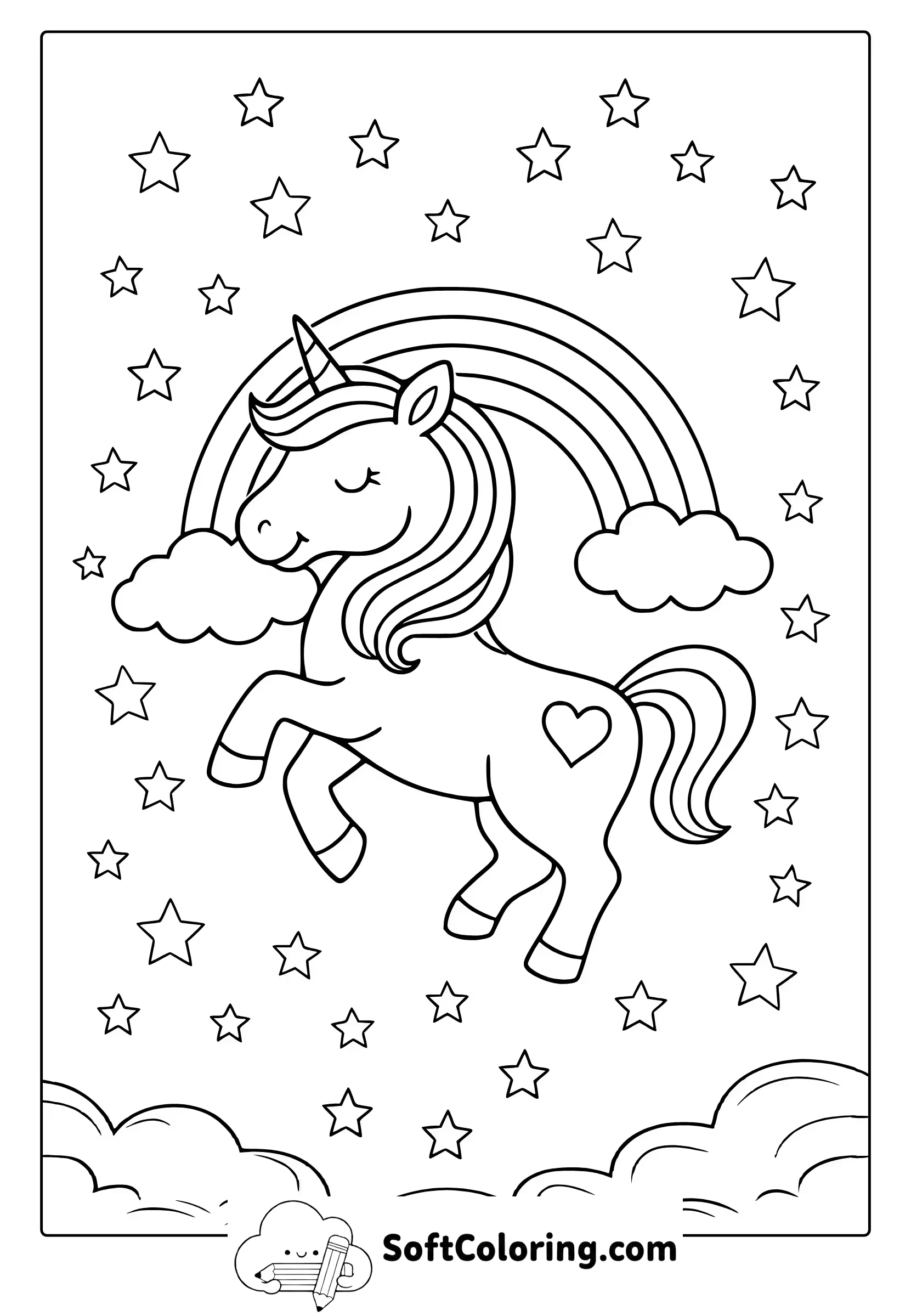 rainbow unicorn coloring page