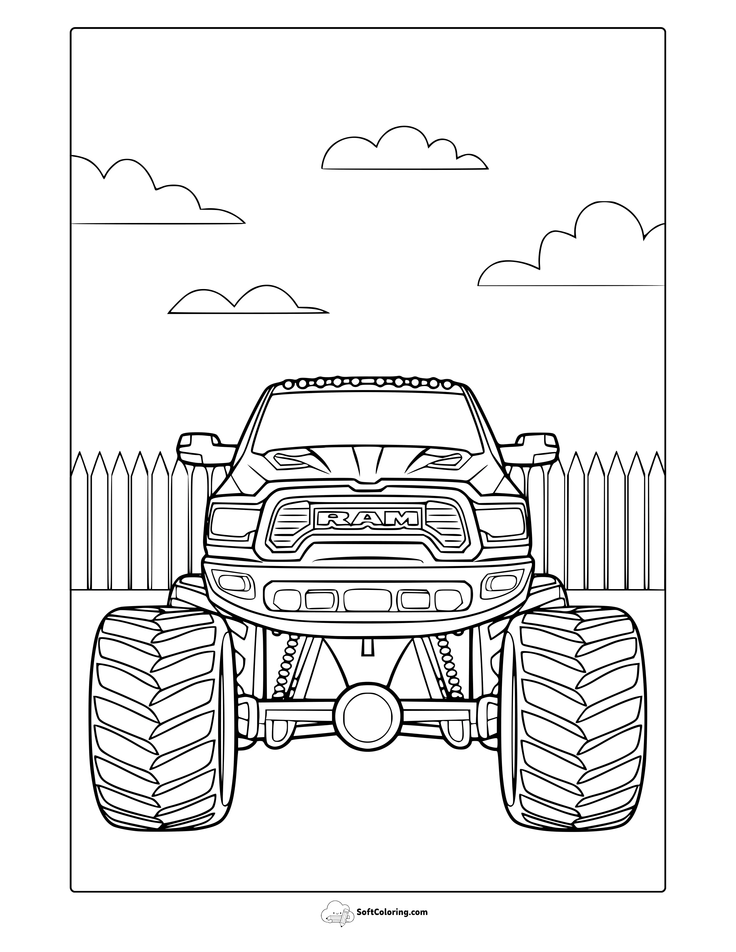 Ram Monster Truck Coloring Page