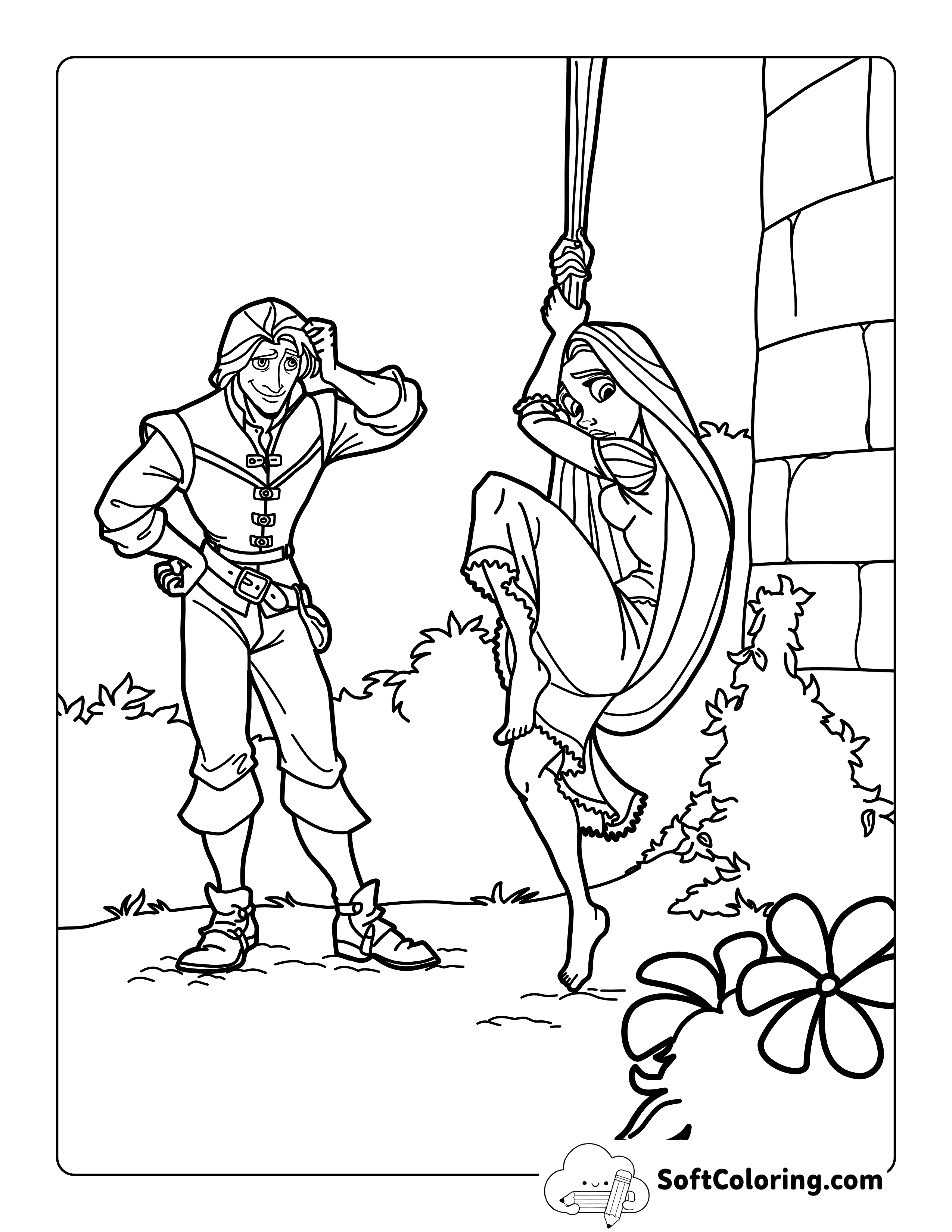 Cute Easy Rapunzel-Inspired Coloring Page