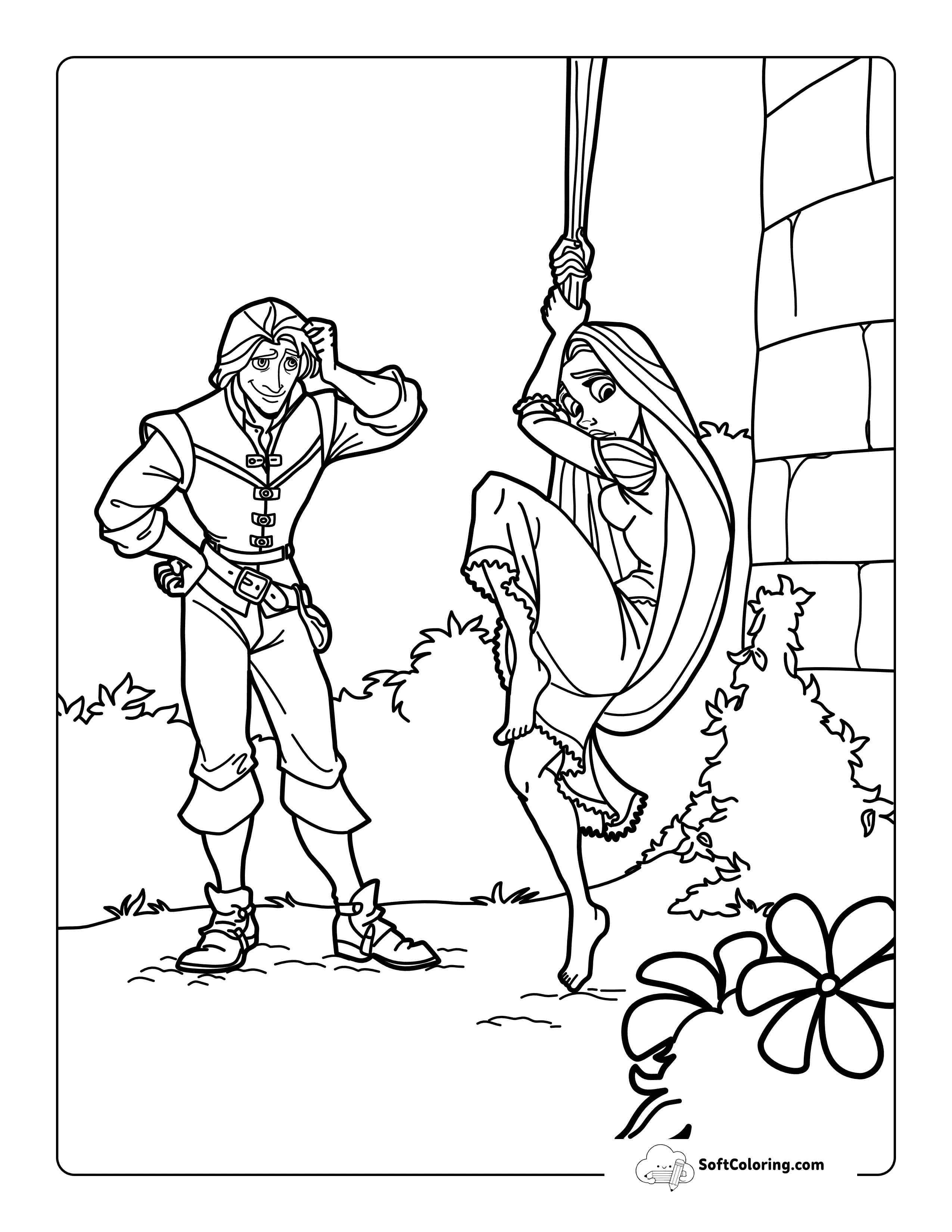 Cute Easy Rapunzel-Inspired Coloring Page
