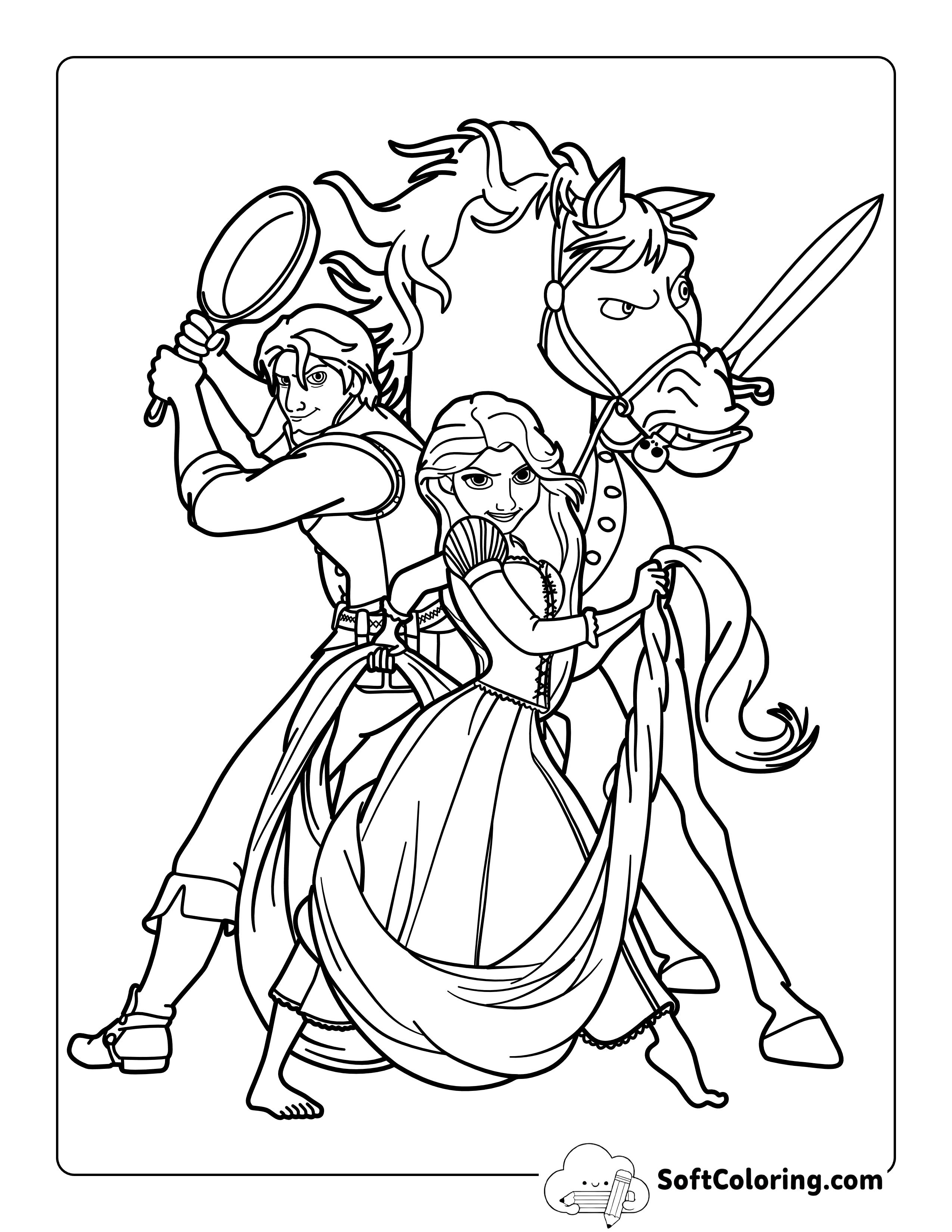 Rapunzel-inspired characters, including Flynn and Maximus