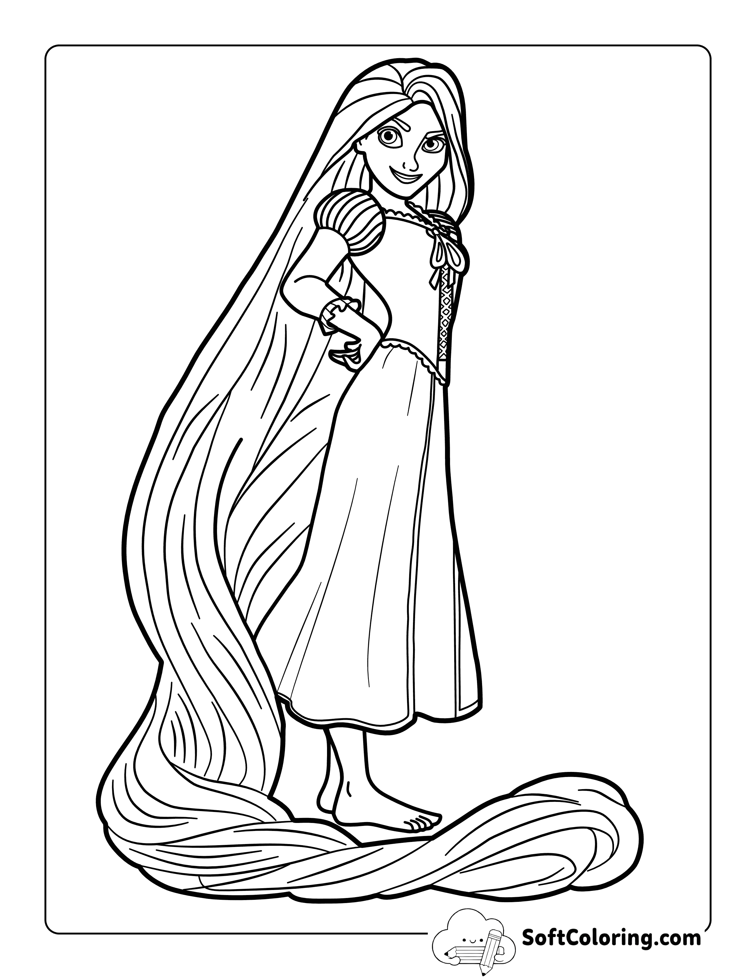 Cute Easy Rapunzel-Inspired Drawing for Kids