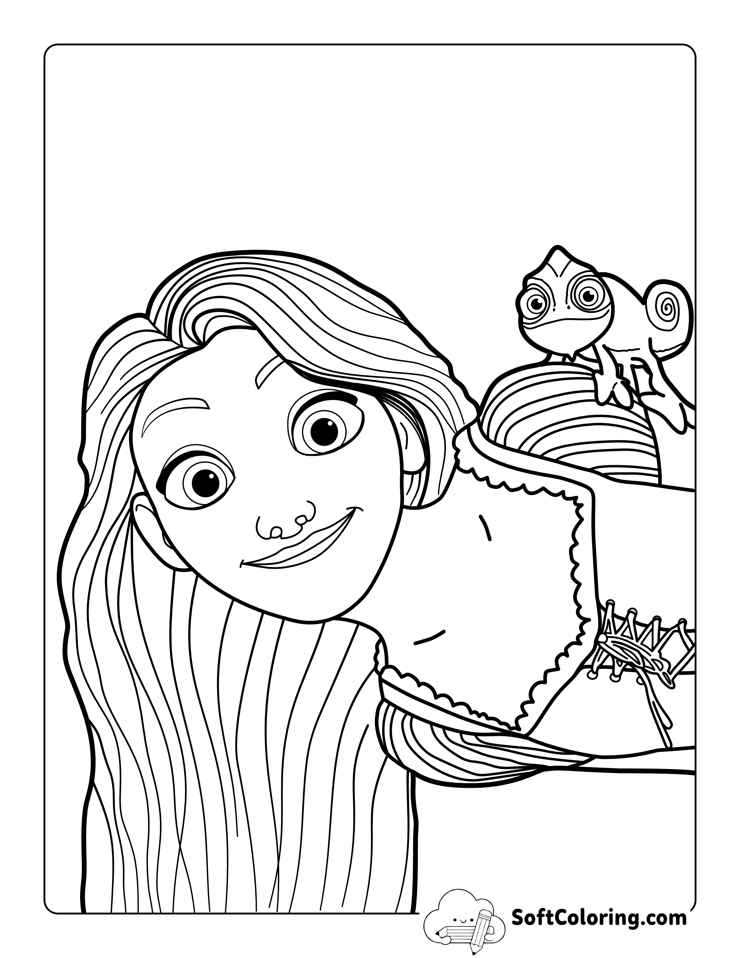Cute Rapunzel and Pascal-Inspired Drawing to Color