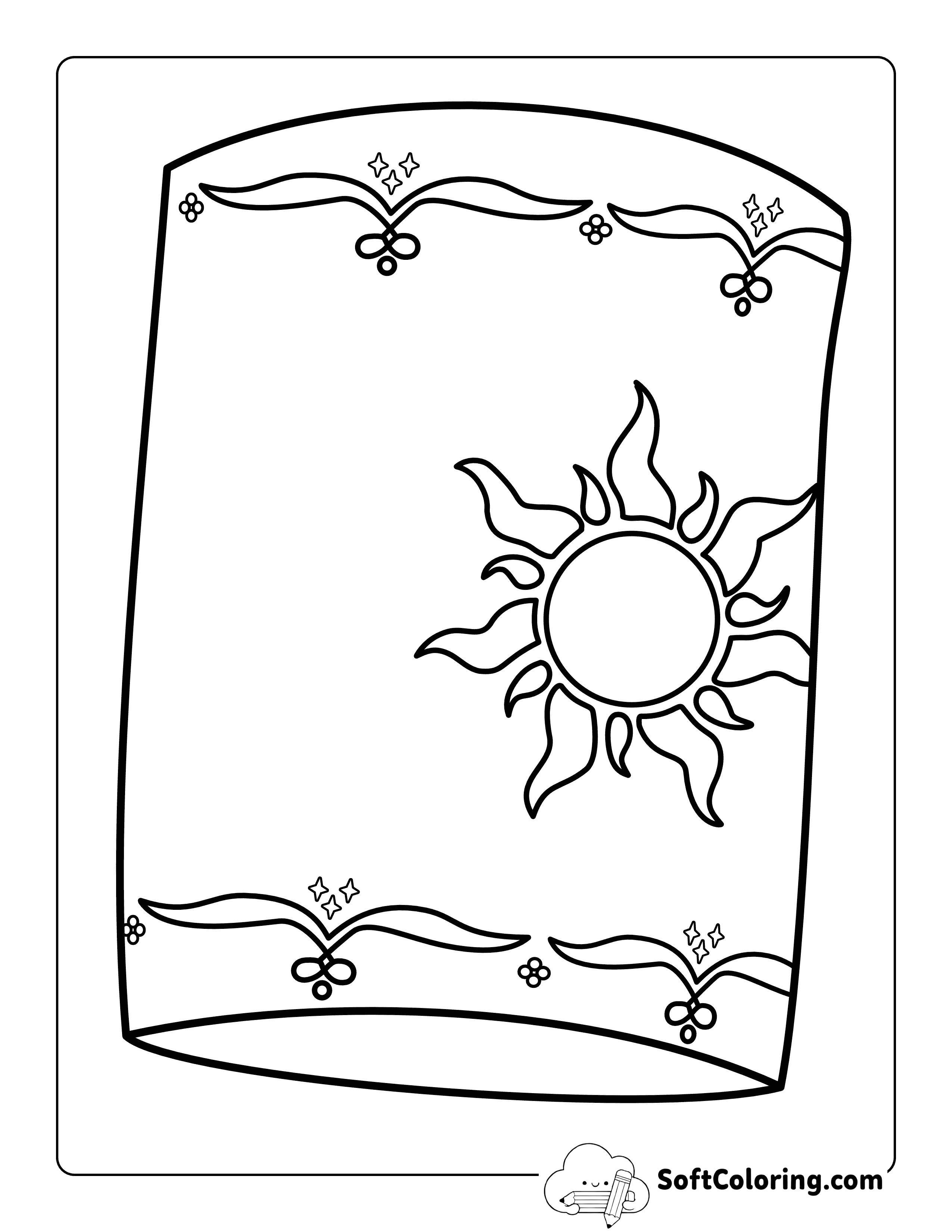 Easy Tangled Lantern Outline Printable to Color