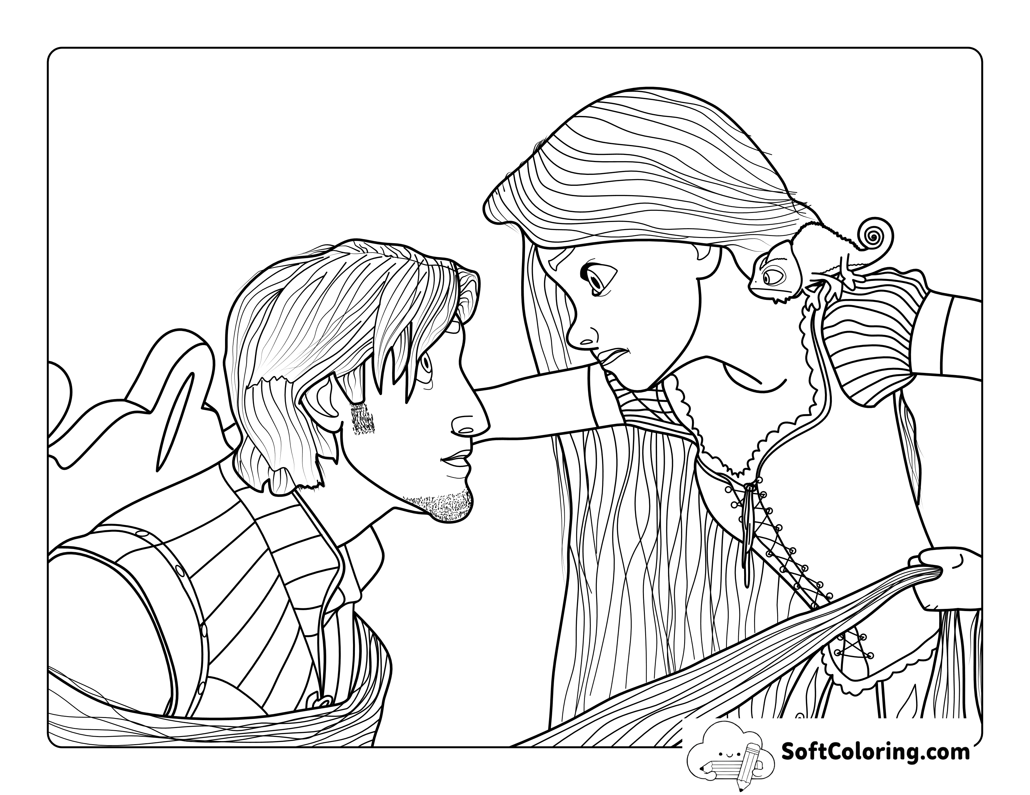 Rapunzel and Flynn-Inspired Interrogation Printable Coloring Sheet