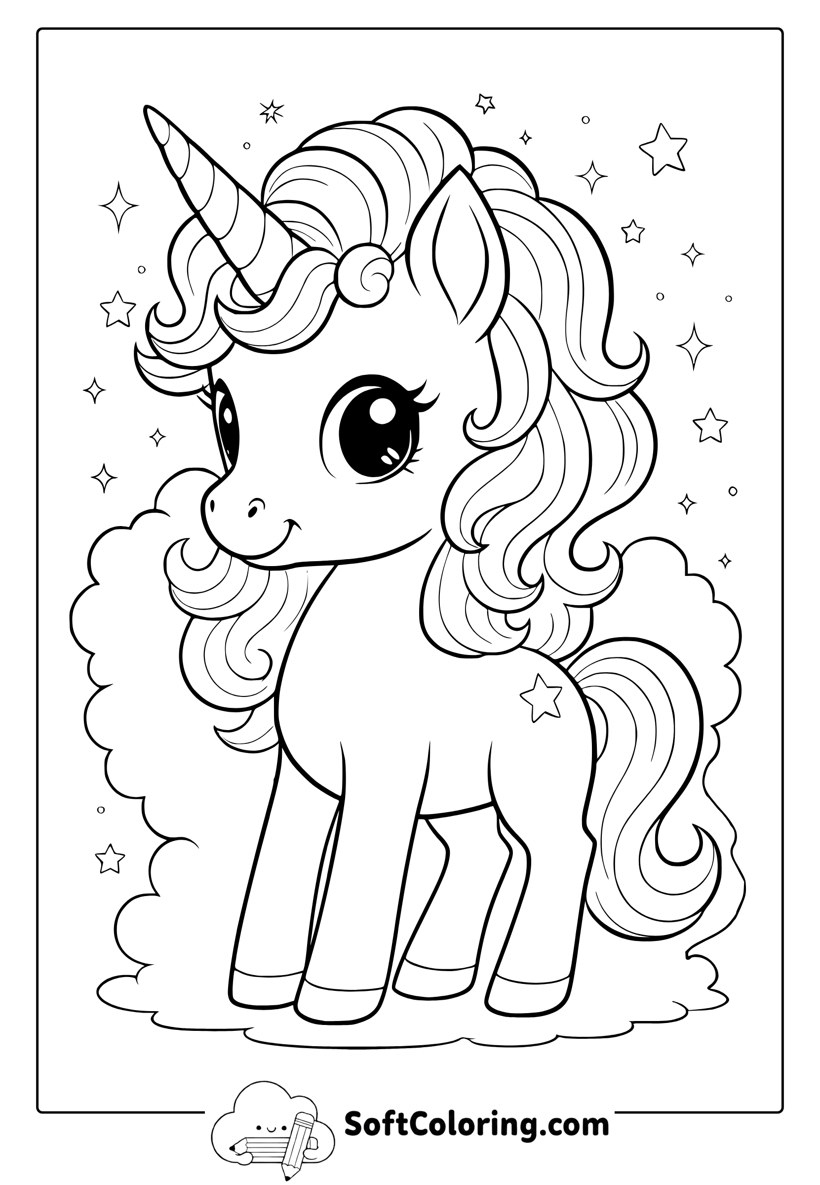 realistic baby unicorn coloring page