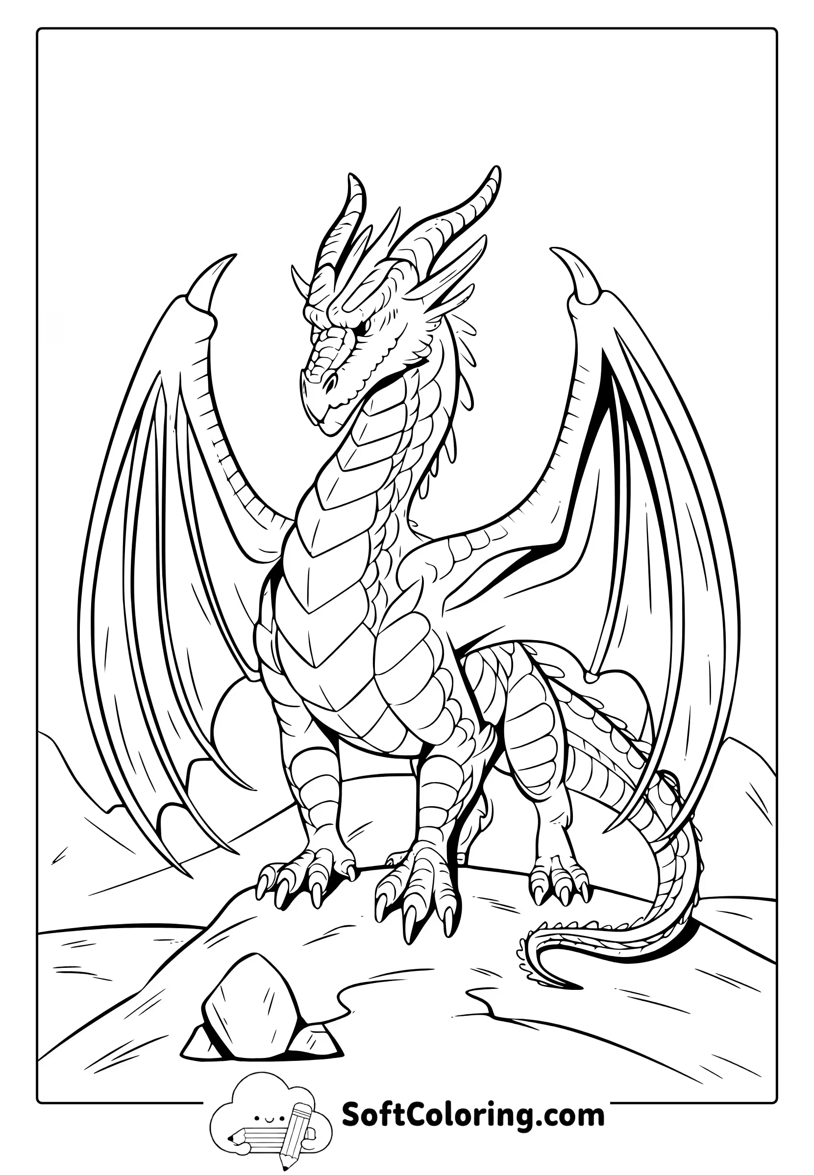 Realistic Dragon Coloring Page