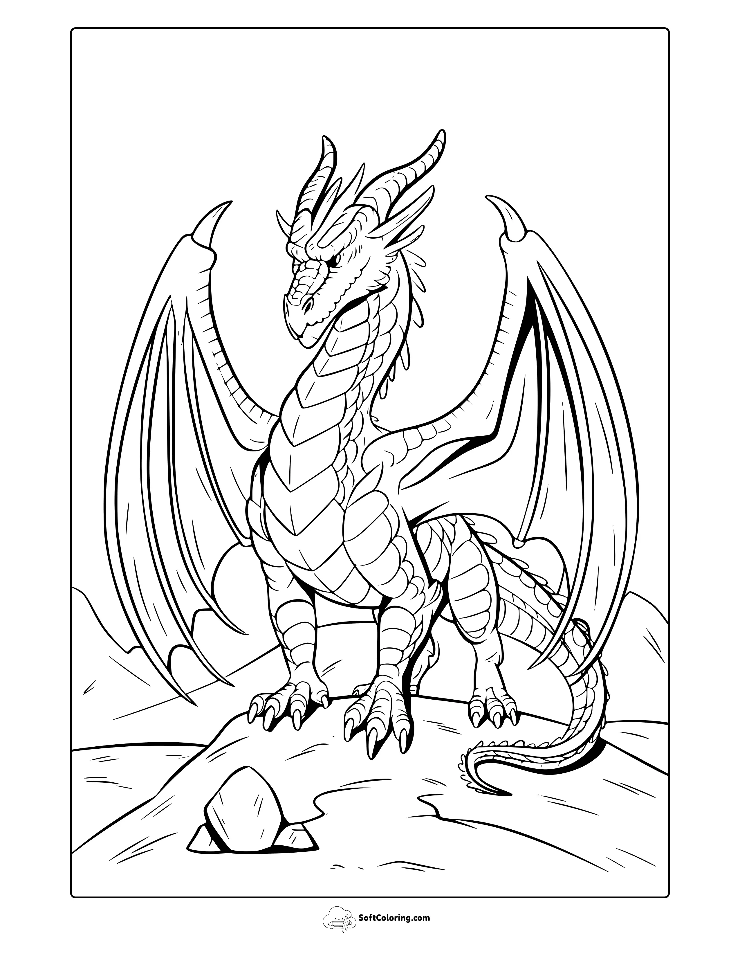 Realistic Dragon Coloring Page