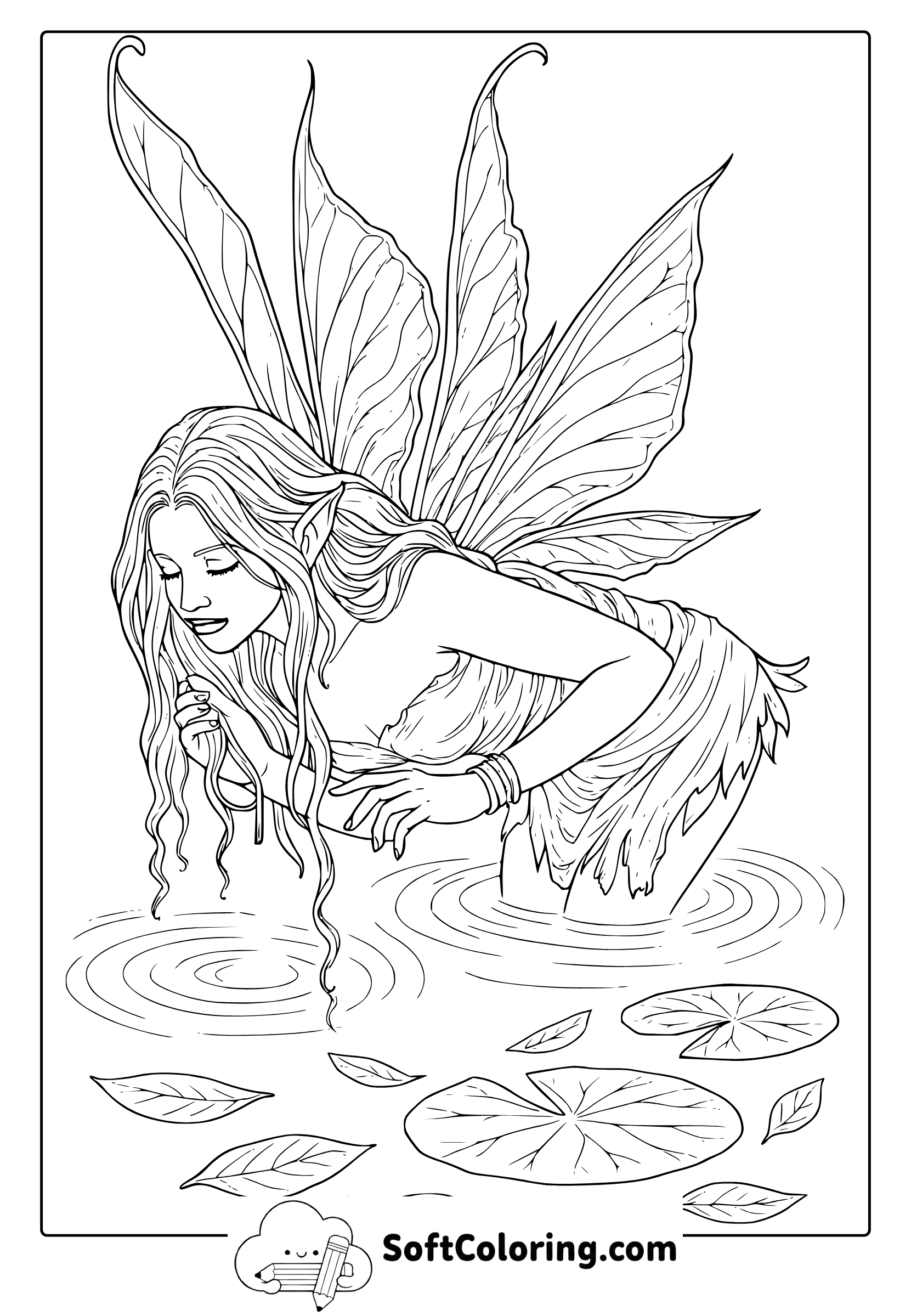 realistic fairy coloring page