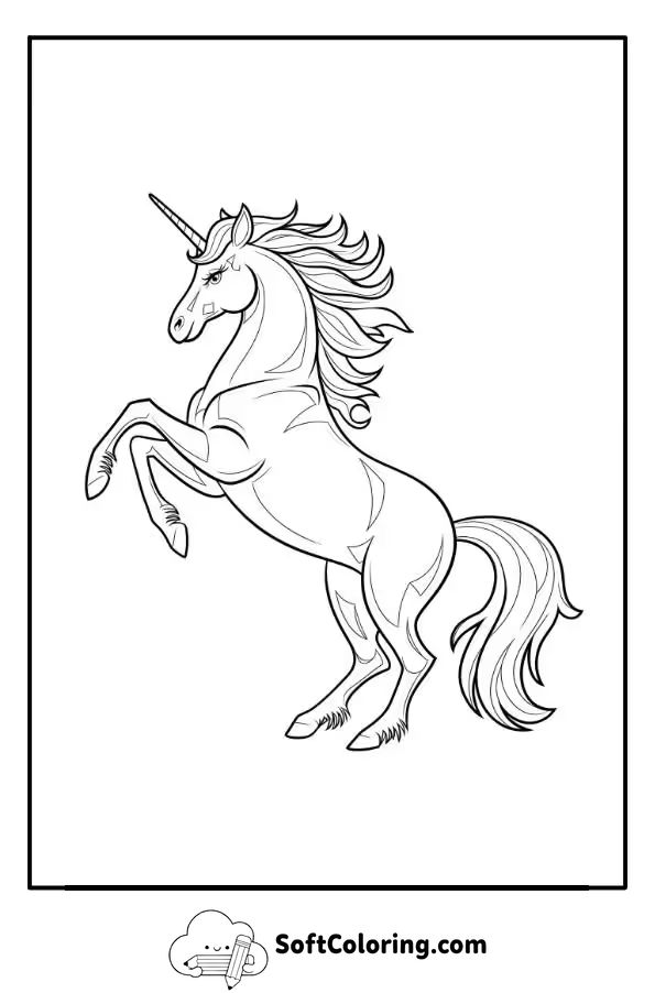 Realistic Unicorn Coloring Page