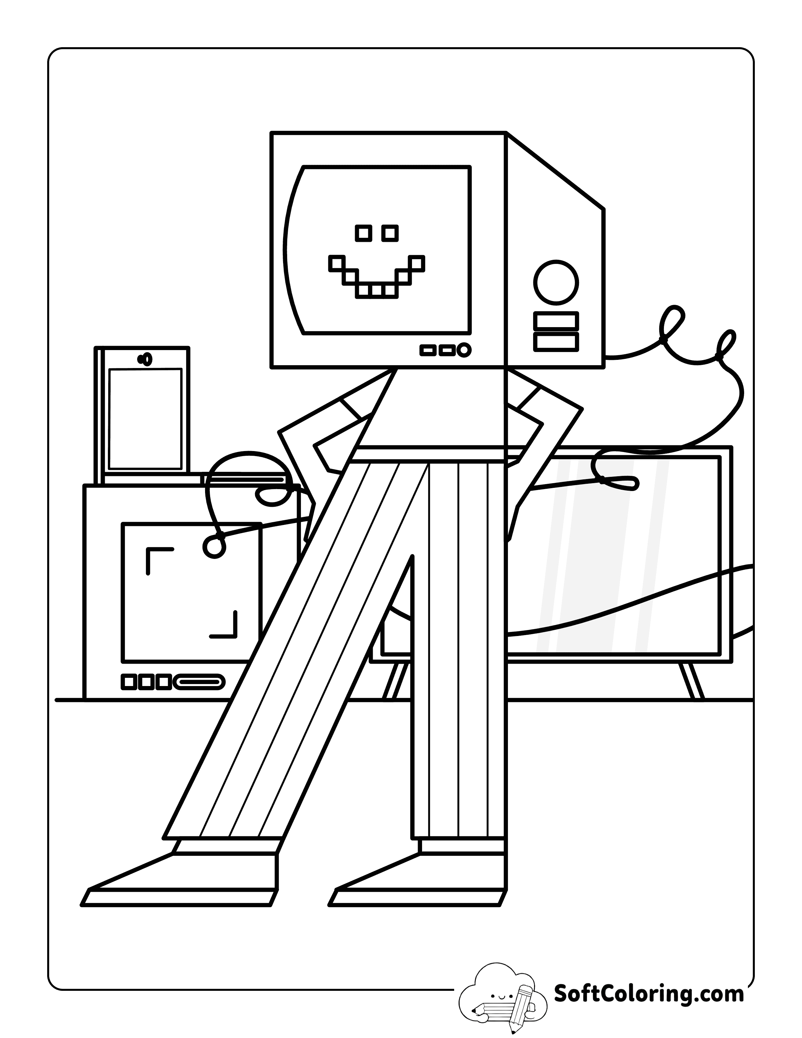 Retro Cool Robot with an Old Monitor Head Printable