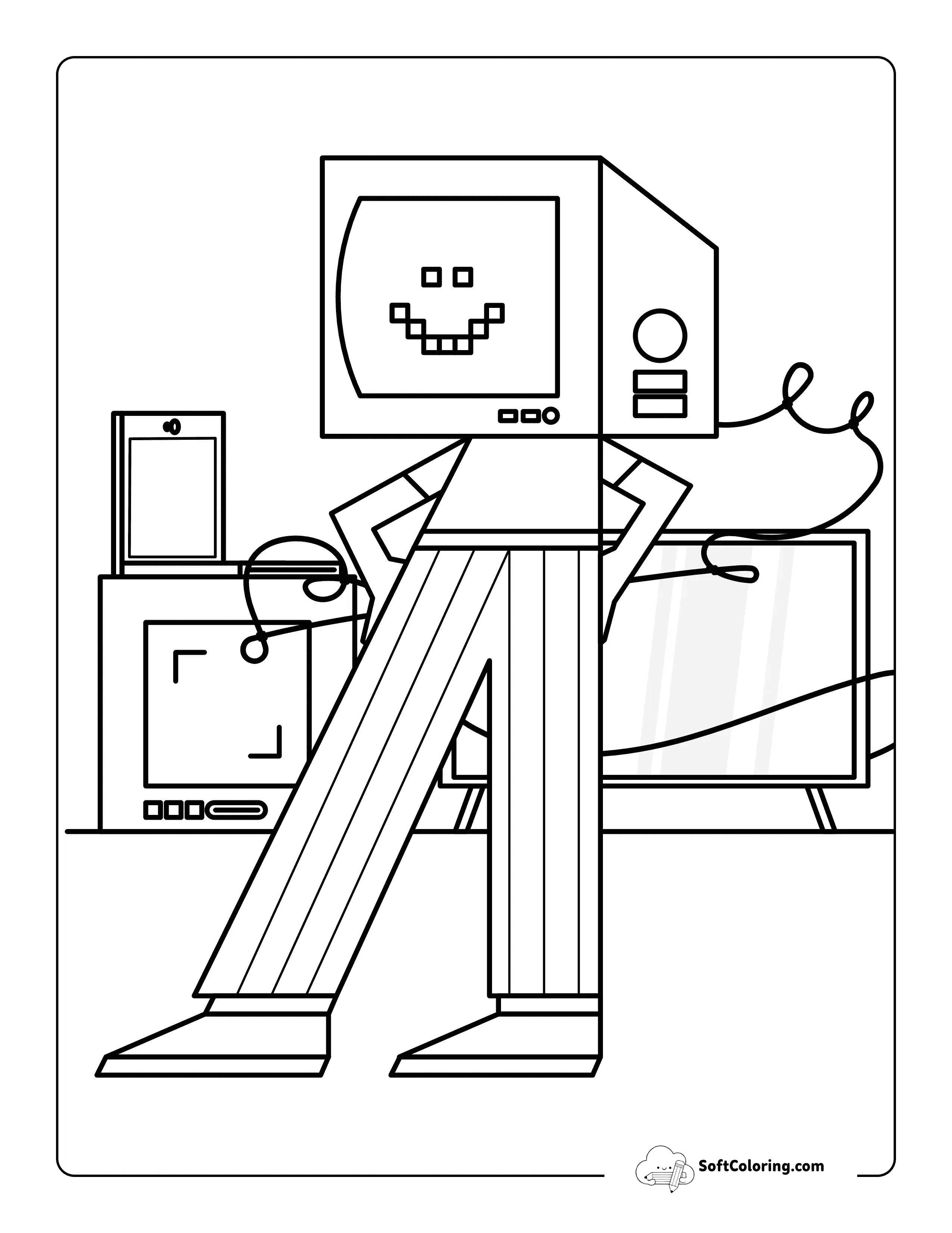 Retro Cool Robot With An Old Monitor Head Printable