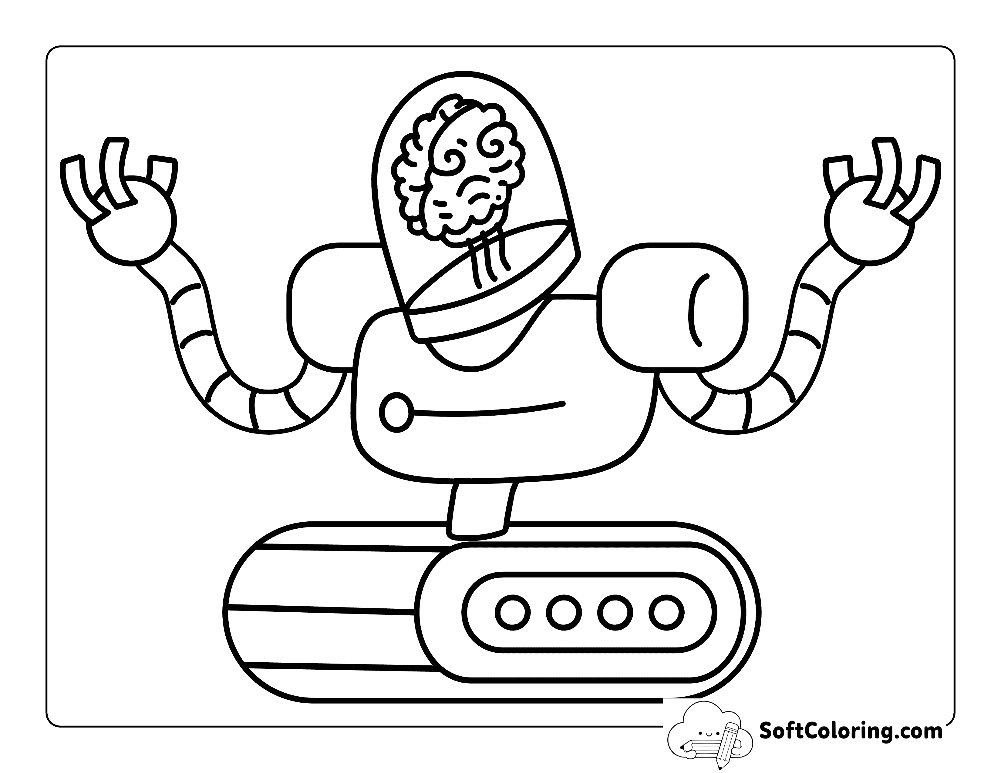 Evil Robot Nemesis with a Brain Coloring Page for Kids