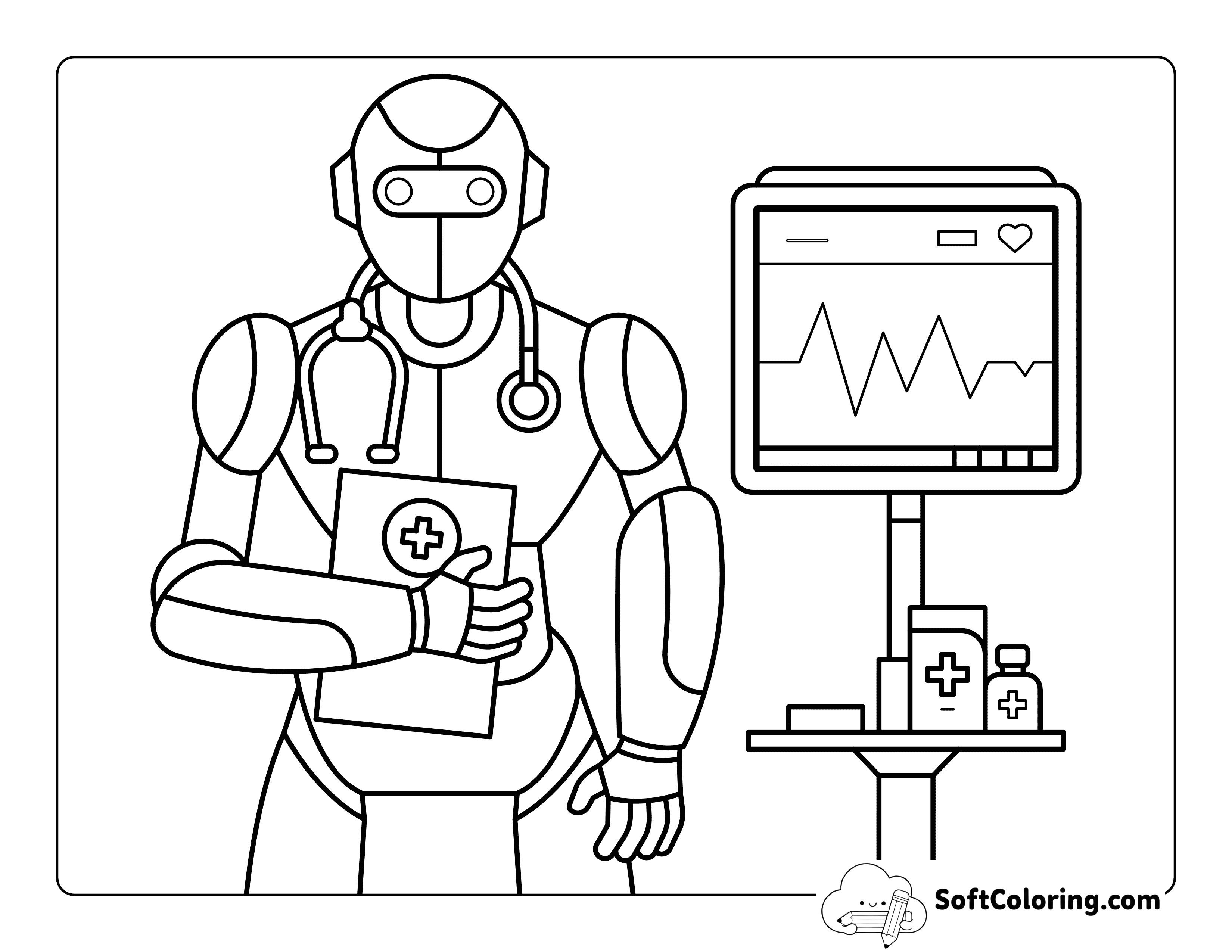 Cool Emergency Rescue Bot Doctor Coloring Sheet