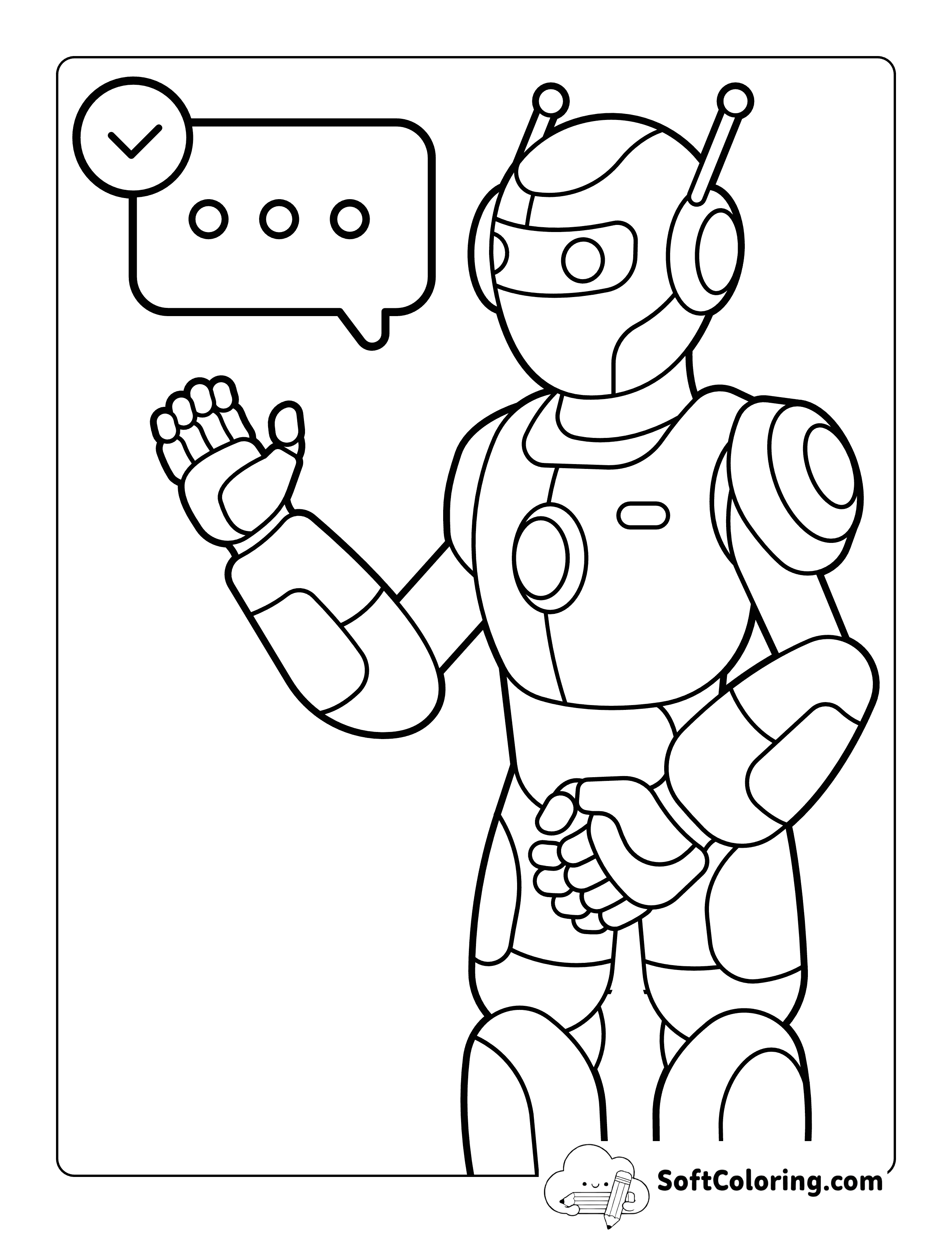 Cool Robot Assistant Coloring Page