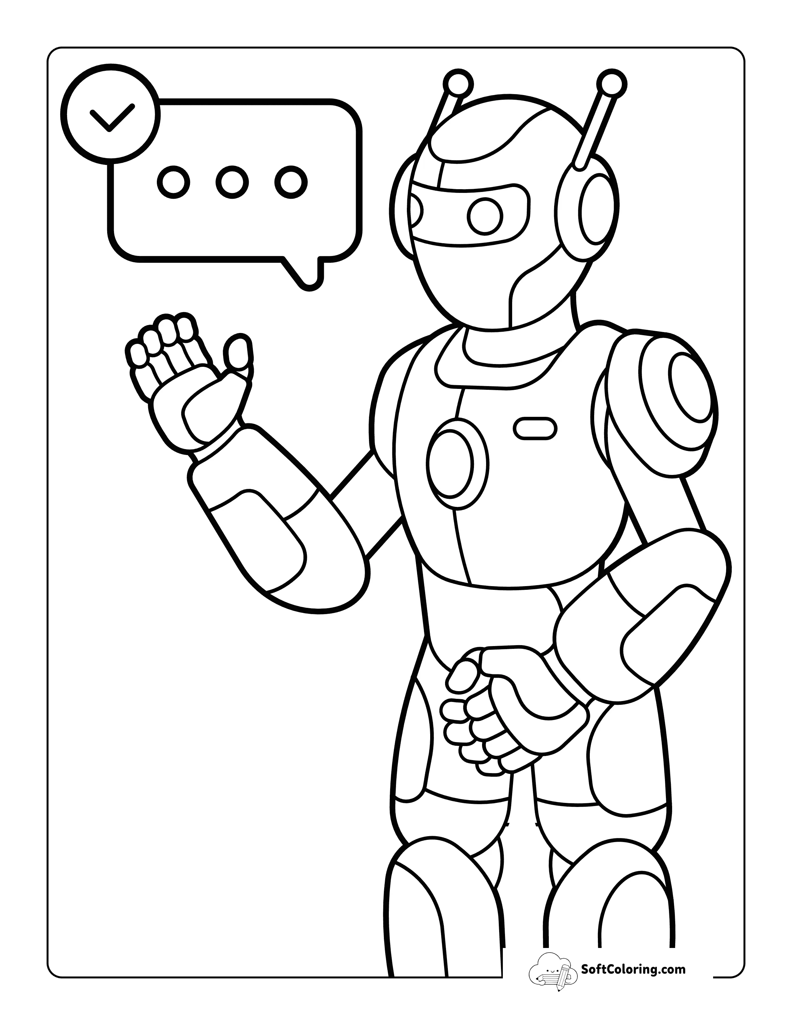 Cool Robot Assistant Coloring Page